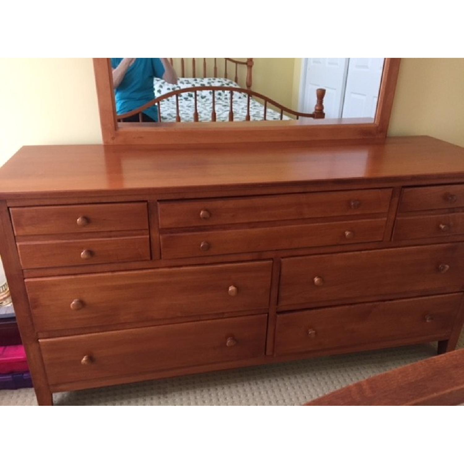 Honey Pine 7-Drawer Dresser w/ Mirror - image-1