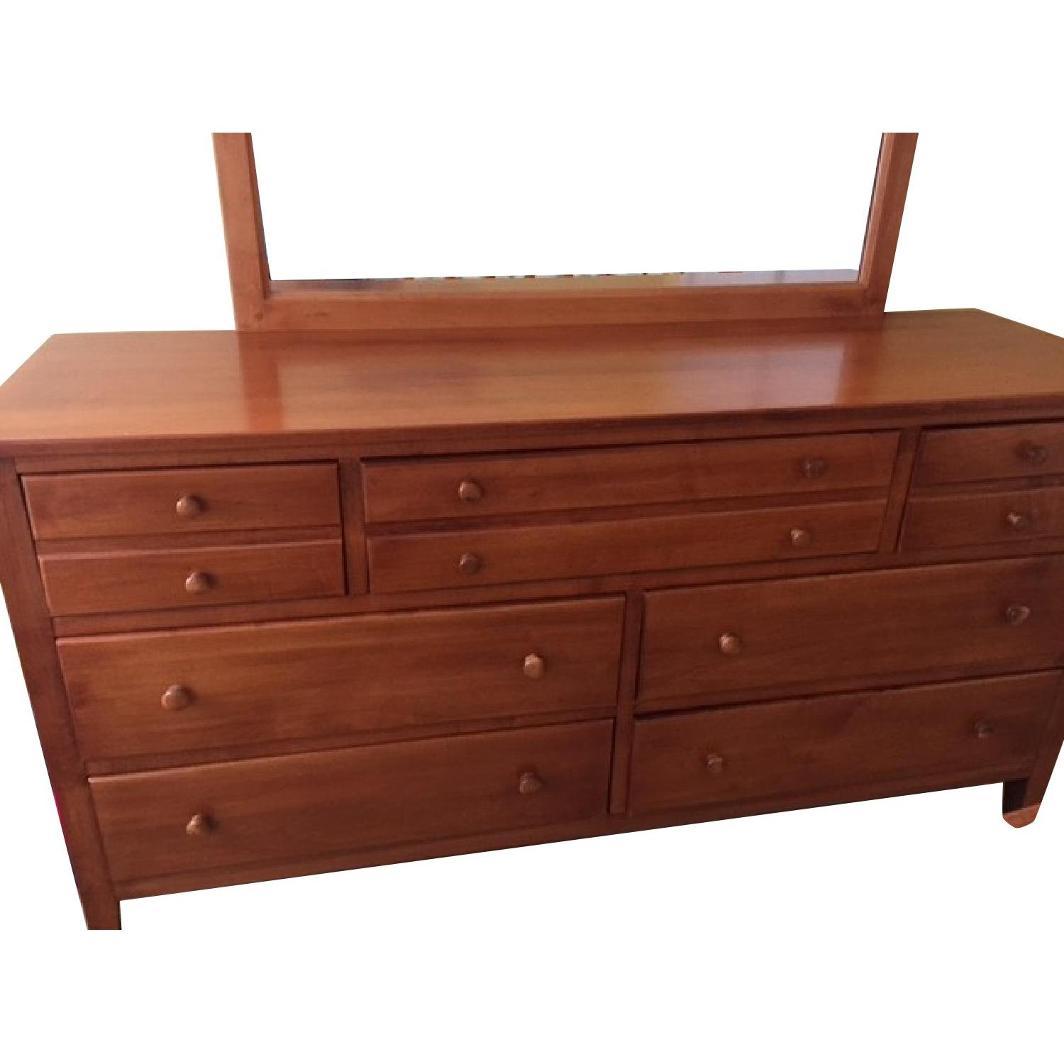 Honey Pine 7 Drawer Dresser W Mirror For Sale On Aptdeco