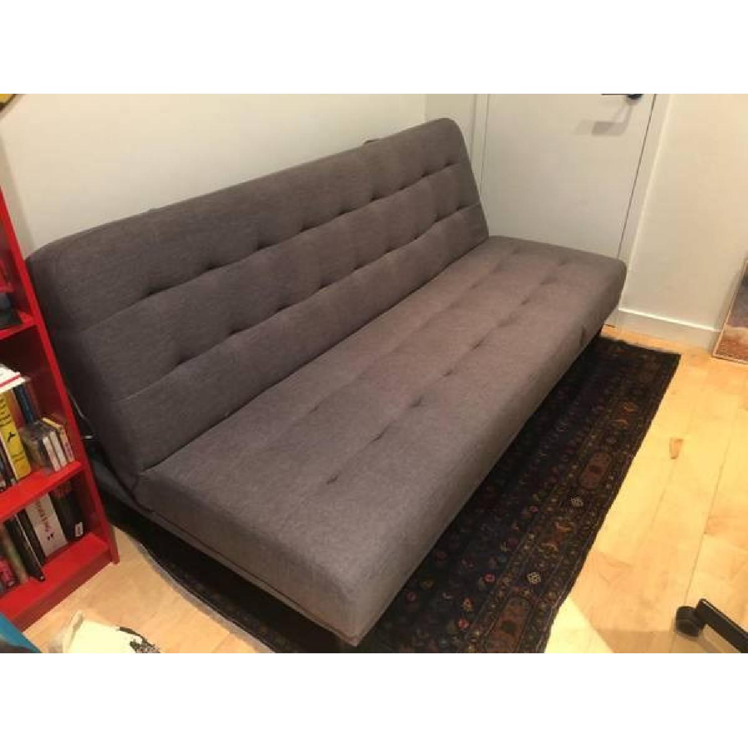 DHP Metropolitan Grey Linen Futon Lounger - image-1