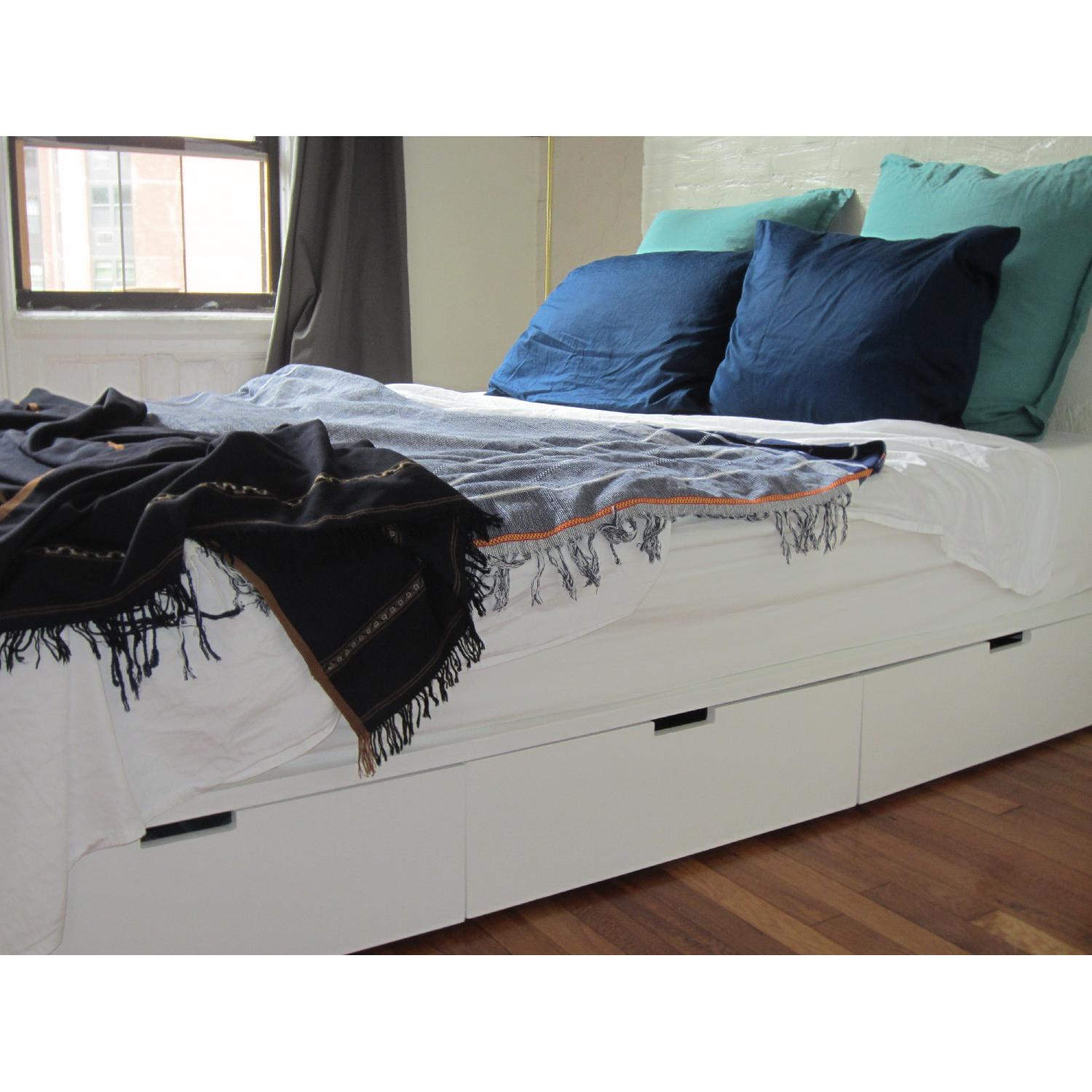 CB2 Stowaway White Queen Bed w/ 6 Drawers - image-1