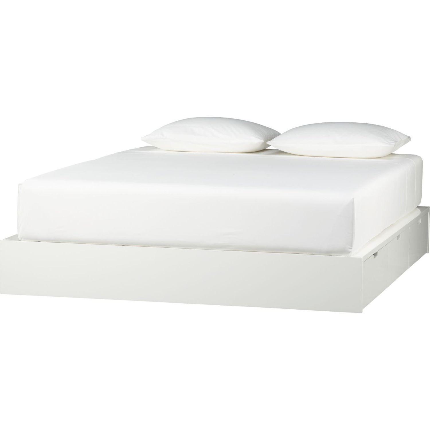 CB2 Stowaway White Queen Bed w/ 6 Drawers AptDeco