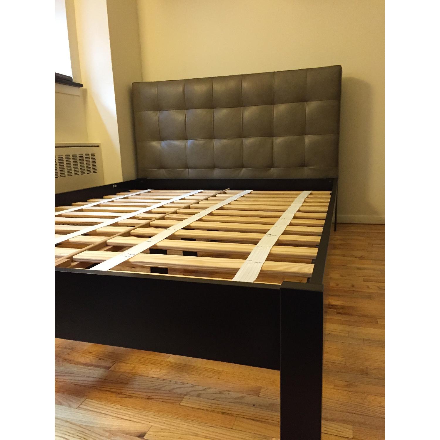 West Elm Low Grid-Tufted Leather Bed - image-1