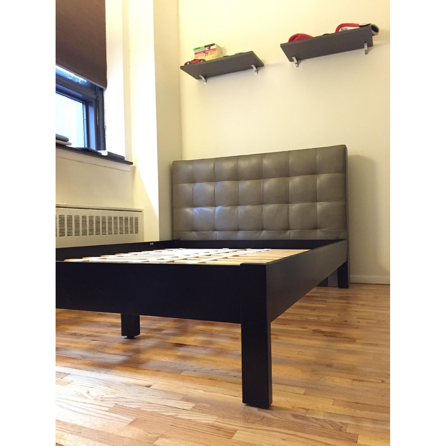 West Elm Low Grid-Tufted Leather Bed - image-5