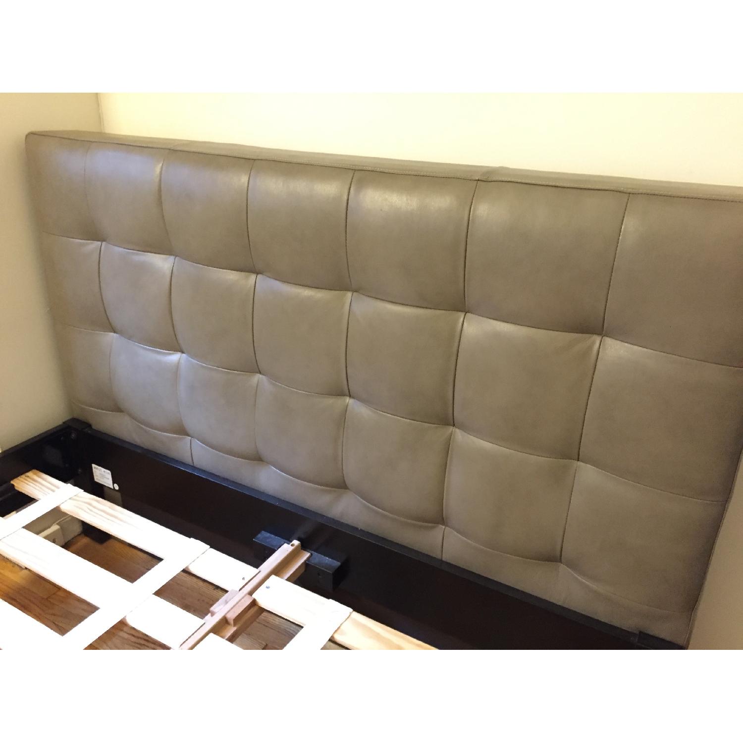 West Elm Low Grid-Tufted Leather Bed - image-6