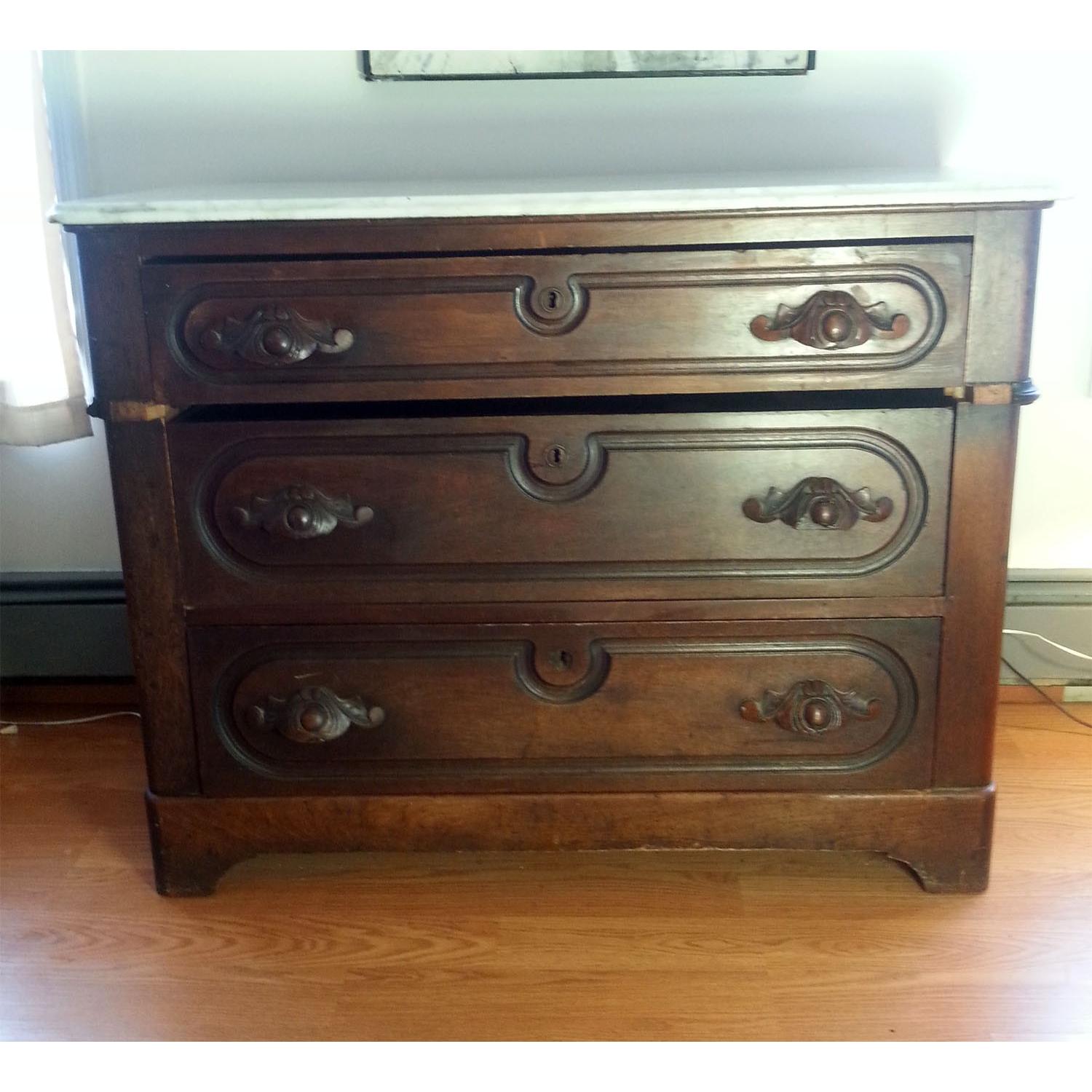 Antique Marble Top Dresser - image-9