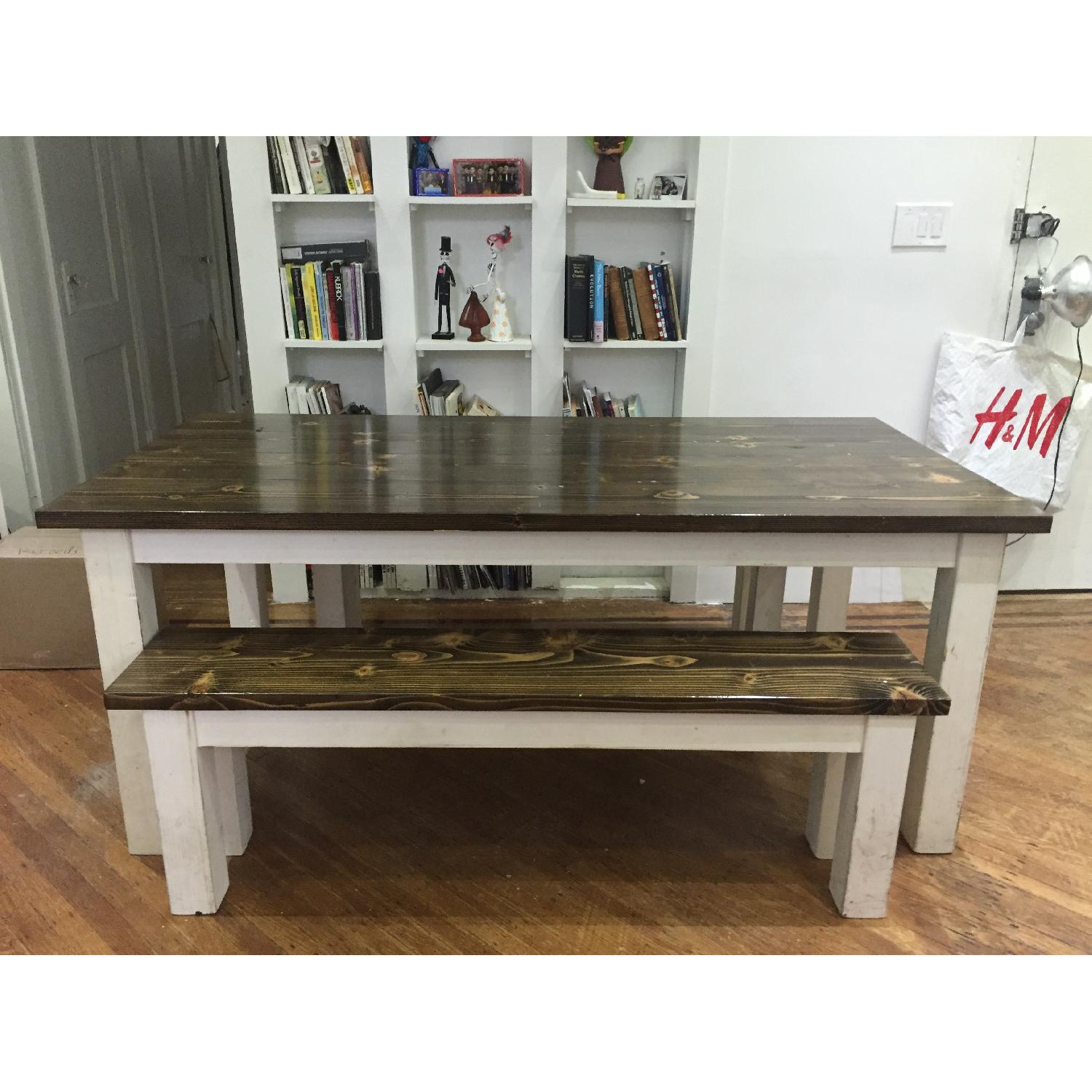 EmmorWorks Farm Dining Table w/ 2 Benches. - image-1