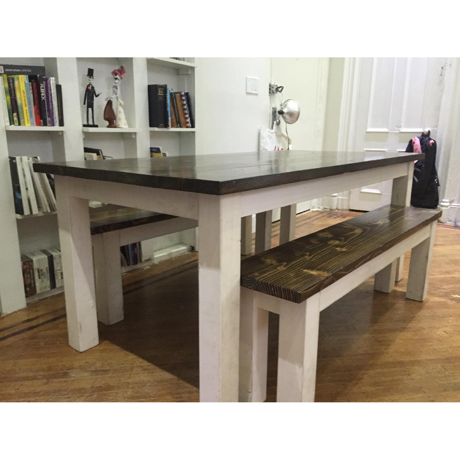 EmmorWorks Farm Dining Table w/ 2 Benches. - image-3