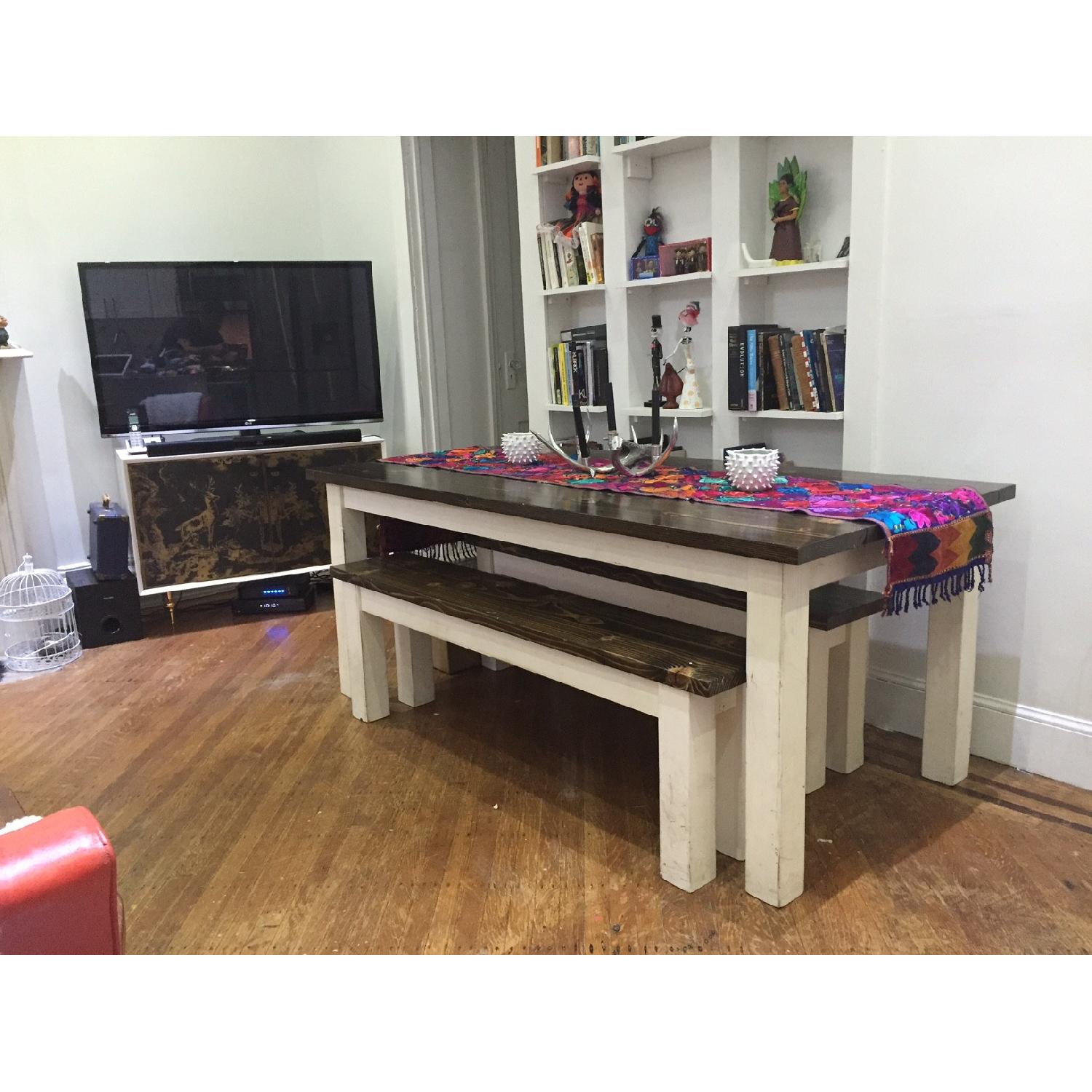 EmmorWorks Farm Dining Table w/ 2 Benches. - image-5