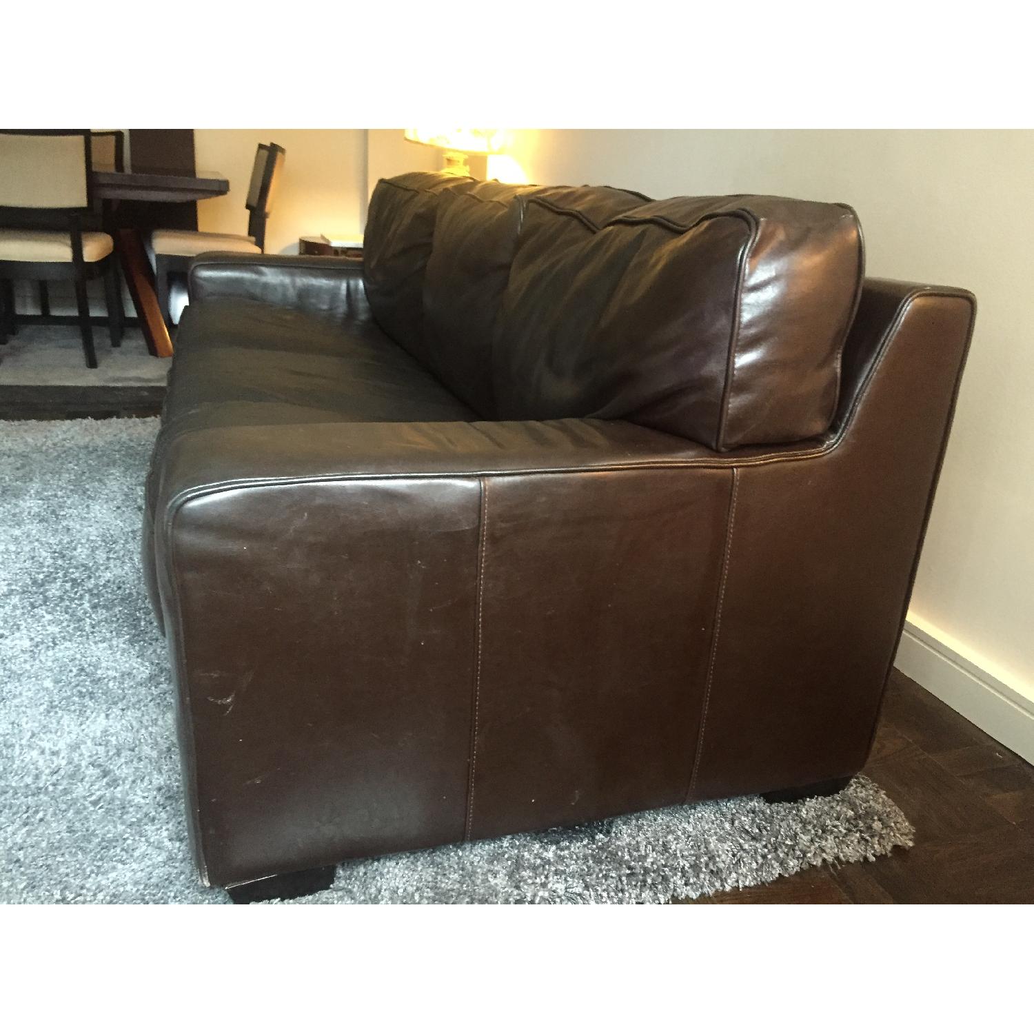 Z-Gallerie Brown Leather 3-Seat Sofa + Oversized Chair & Ottoman - image-2