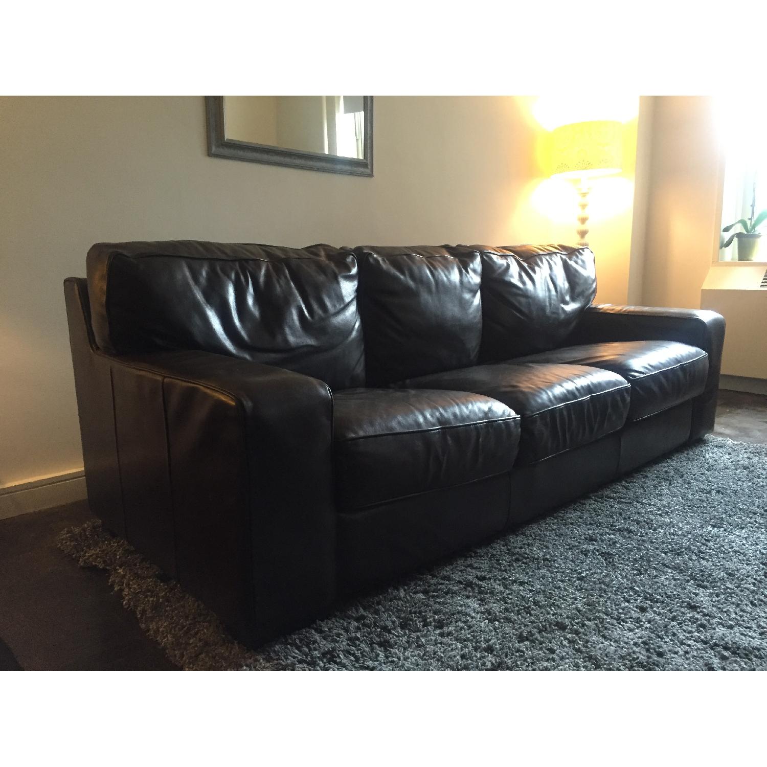 Z-Gallerie Brown Leather 3-Seat Sofa + Oversized Chair & Ottoman - image-3