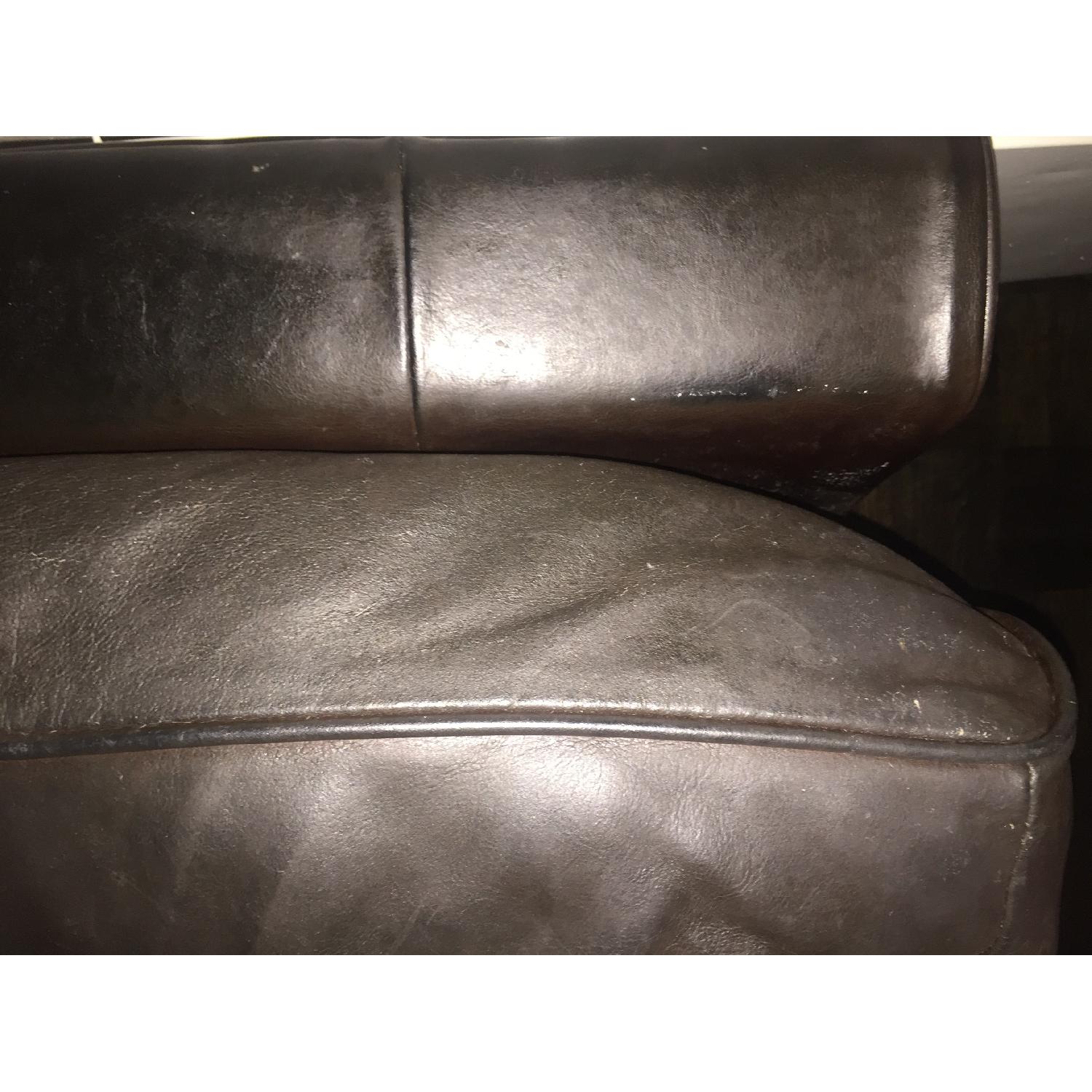 Z-Gallerie Brown Leather 3-Seat Sofa + Oversized Chair & Ottoman - image-6