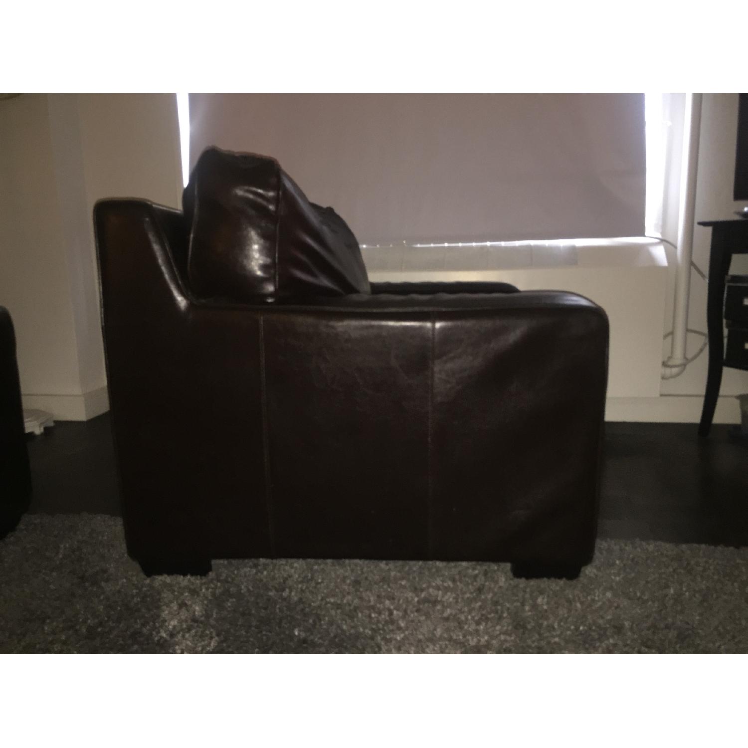 Z-Gallerie Brown Leather 3-Seat Sofa + Oversized Chair & Ottoman - image-9