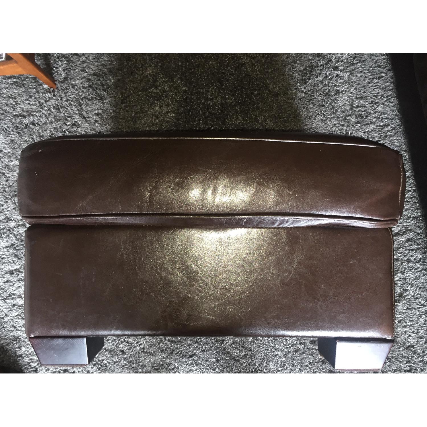 ZGallerie Brown Leather 3Seat Sofa + Oversized Chair & Ottoman AptDeco