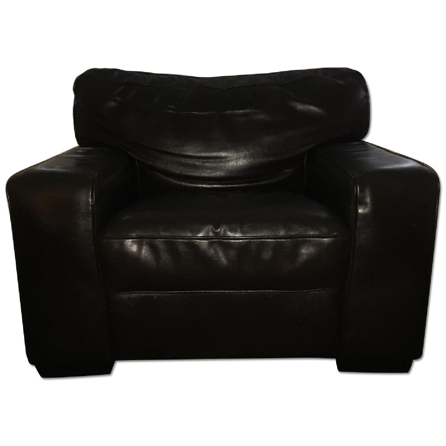 Z-Gallerie Brown Leather 3-Seat Sofa + Oversized Chair & Ottoman - image-14