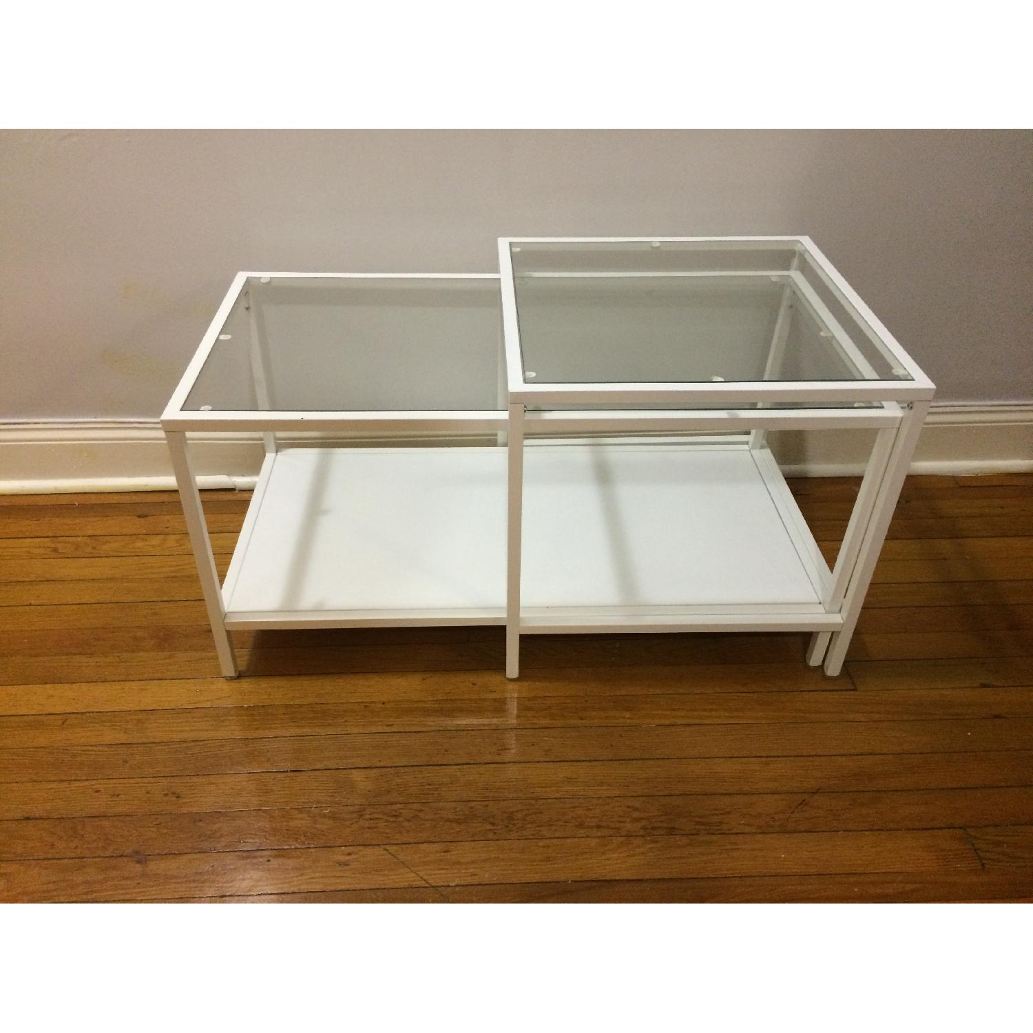 Ikea Vittsj White Glass Nesting Tables AptDeco