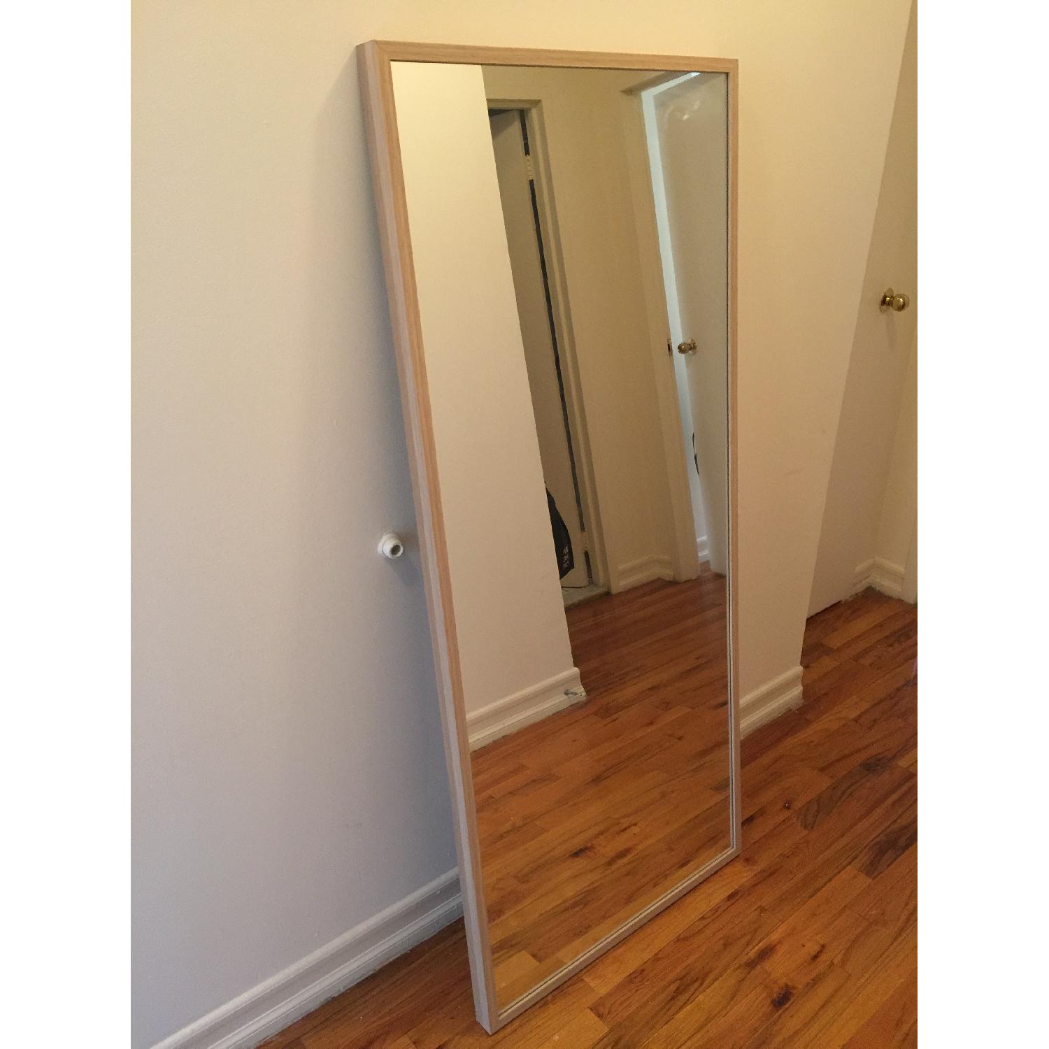 Ikea White Stained Oak Stave Mirror AptDeco