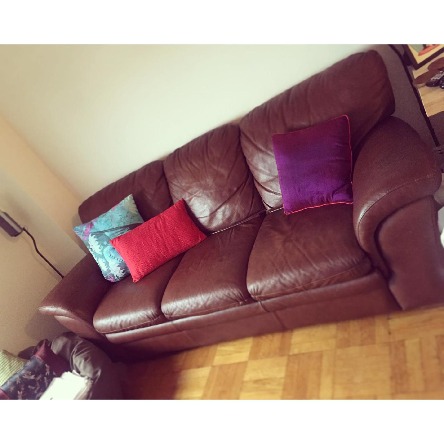 Chateau D'ax Italian Leather 3 Seater Sleeper Sofa - image-2