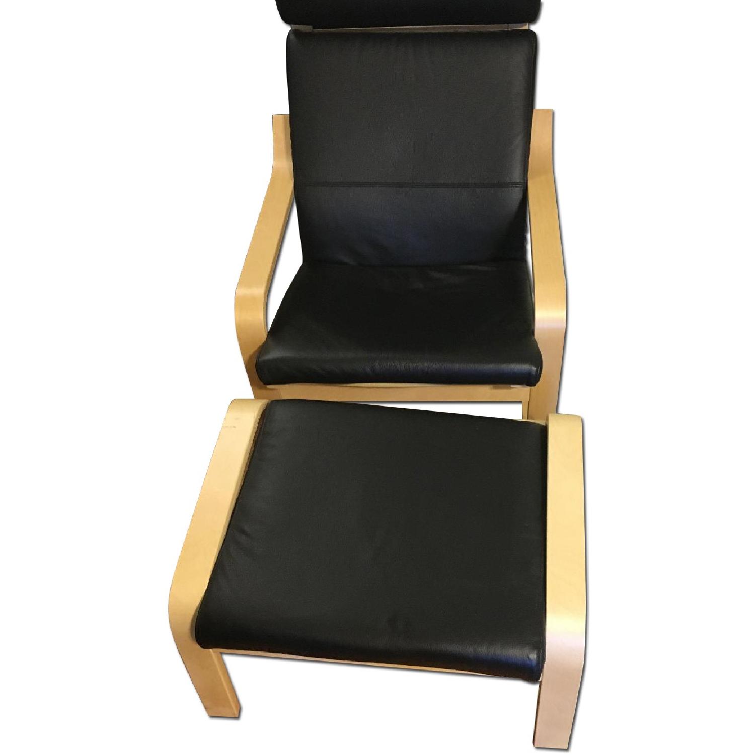 IKEA POANG 黒 レザー poaeng-armchair-and-ottoman-