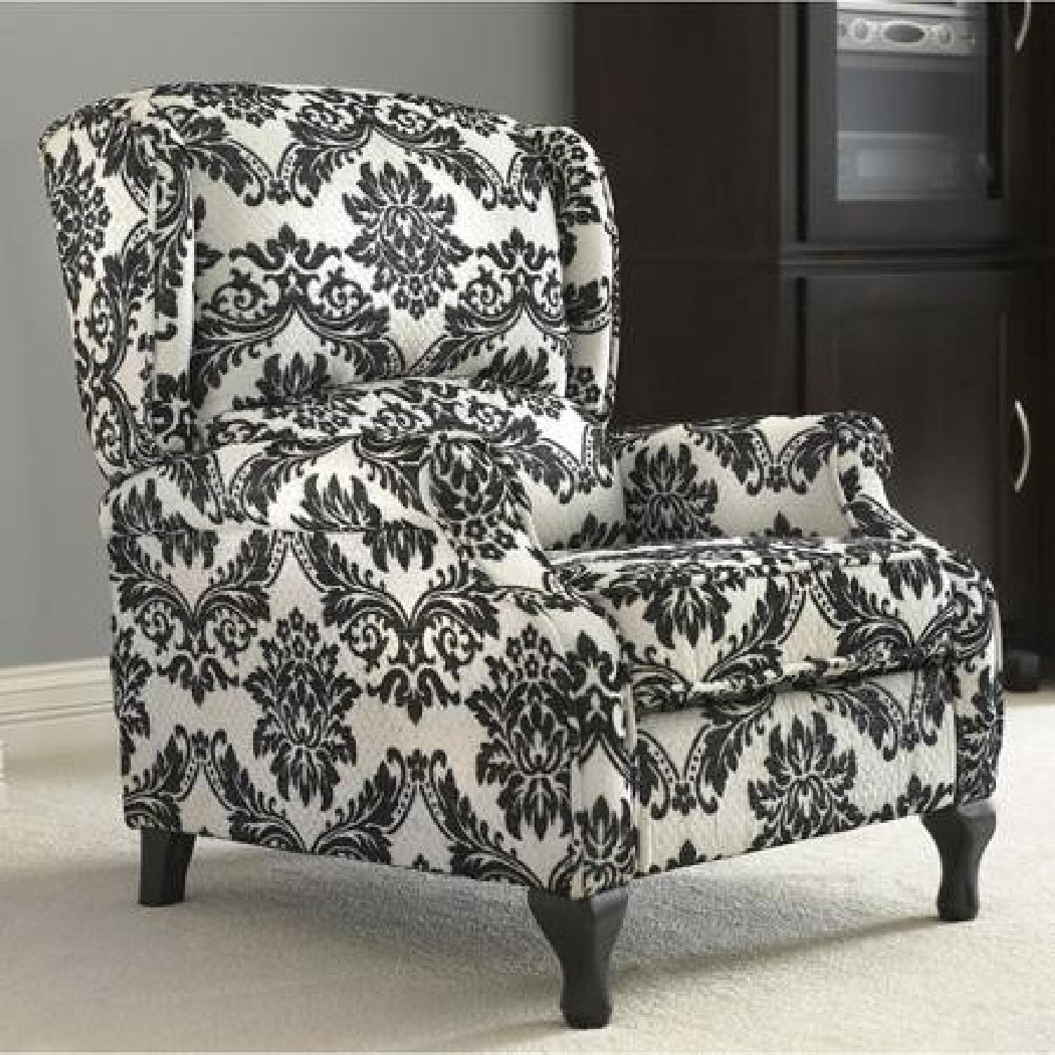 Black & White Floral Queen Ann Recliner - image-1