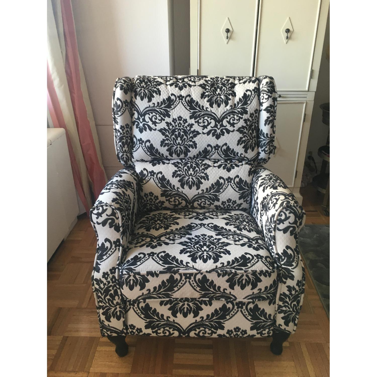 Black & White Floral Queen Ann Recliner - image-2