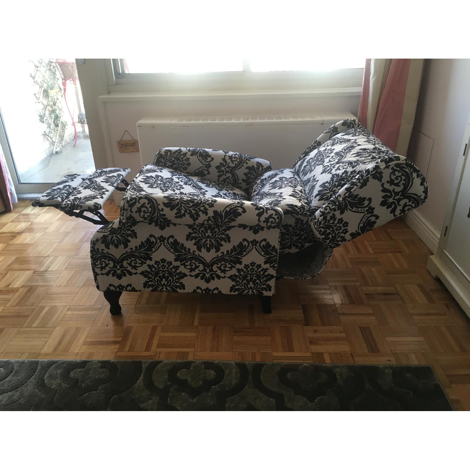 Black & White Floral Queen Ann Recliner - image-3