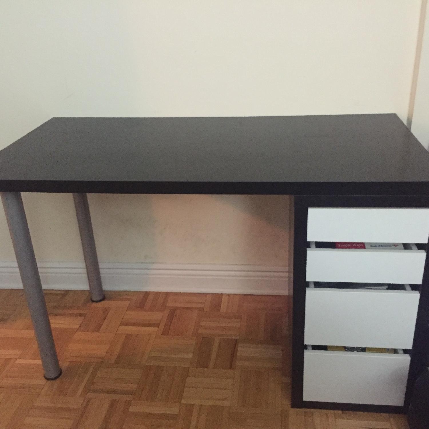 Ikea Black Desk w/ White Drawers - image-1