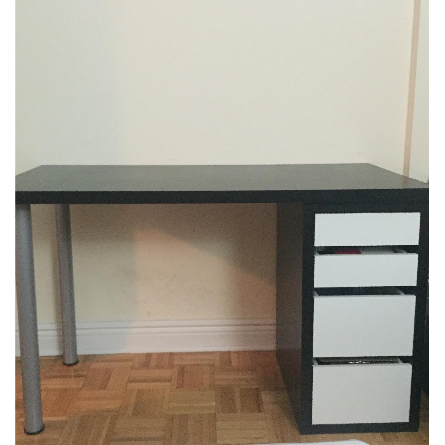 Ikea Black Desk w/ White Drawers - image-5