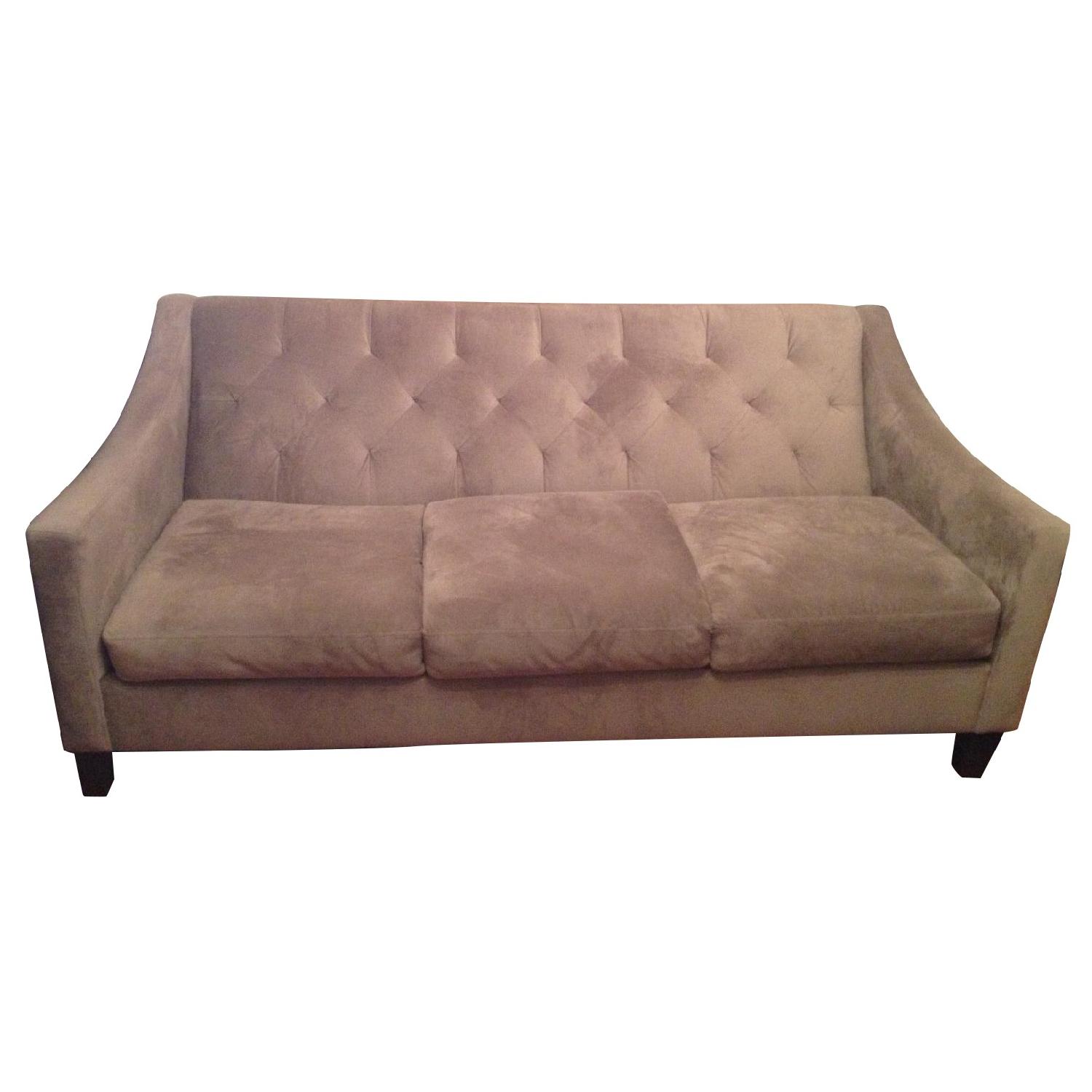 Macy's Chloe Velvet Tufted Vintage Sofa in Gray AptDeco