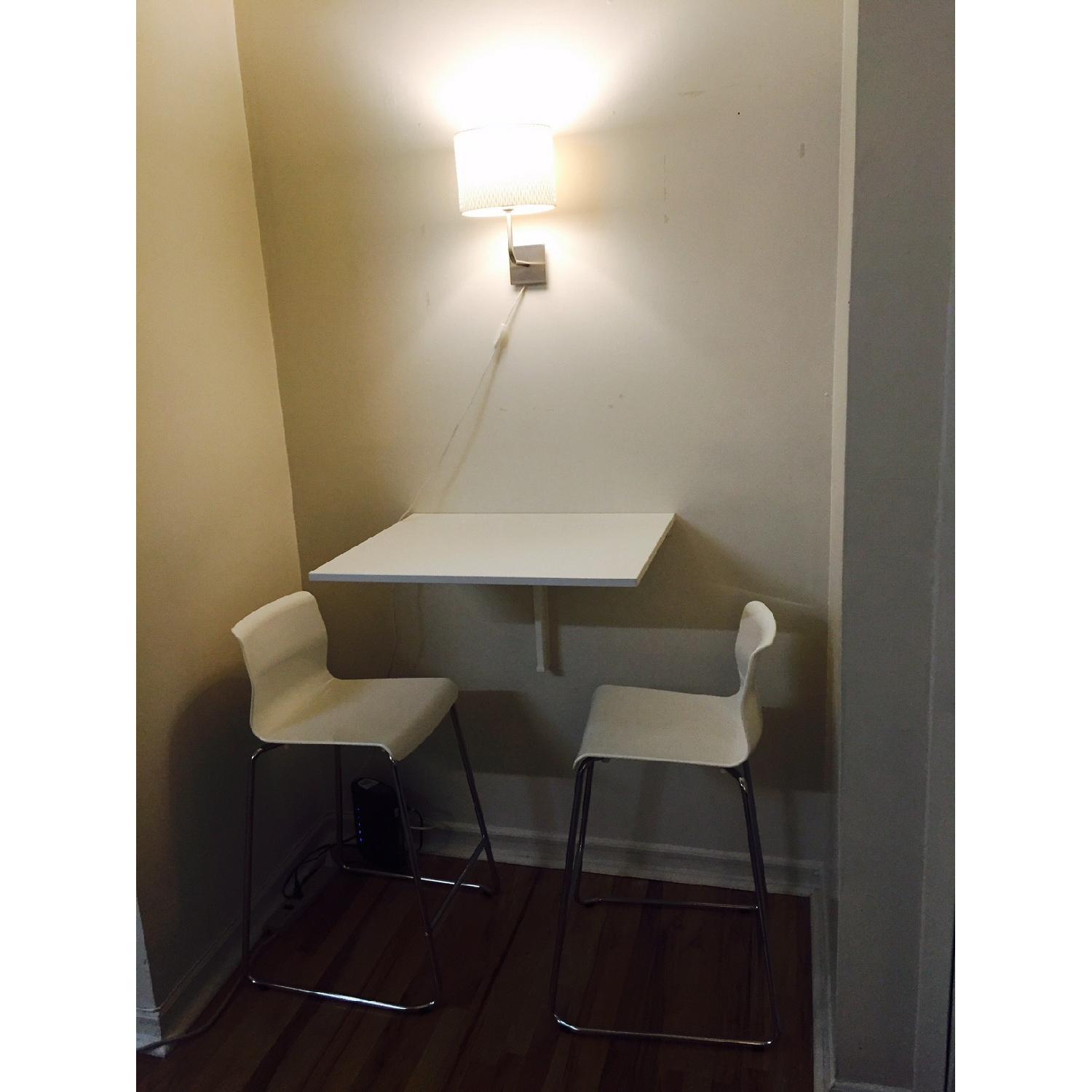 Ikea Wall-Mounted Drop Leaf Table w/ 2 Chairs - image-1