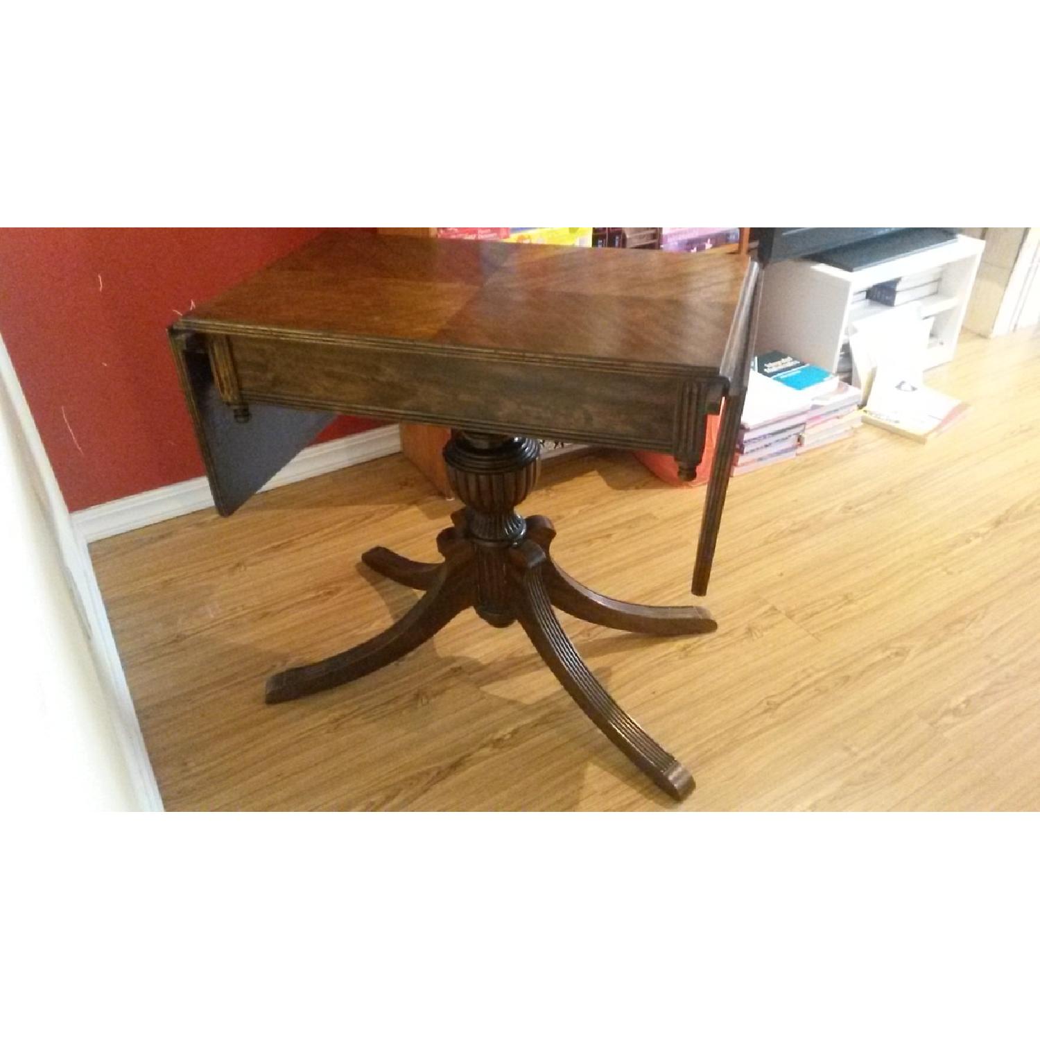 Antique Drop-Leaf Wood Table - AptDeco