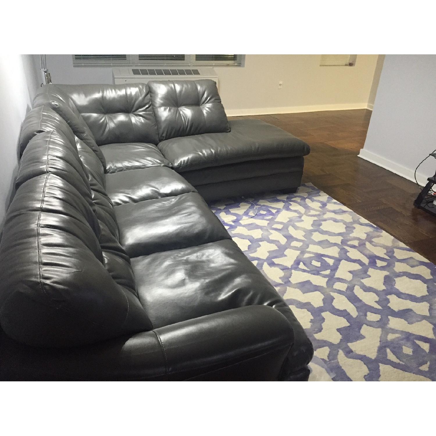 Gray Faux Leather Sectional Sofa AptDeco