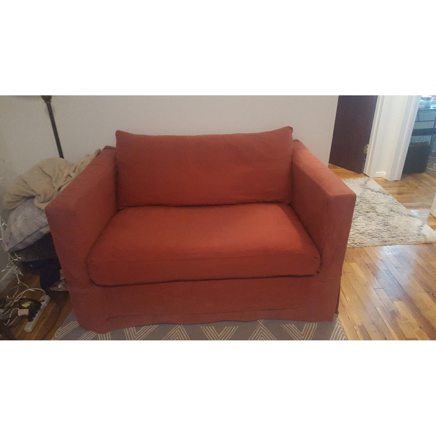 Crate & Barrel Red Twin Size Sleeper Sofa - image-6