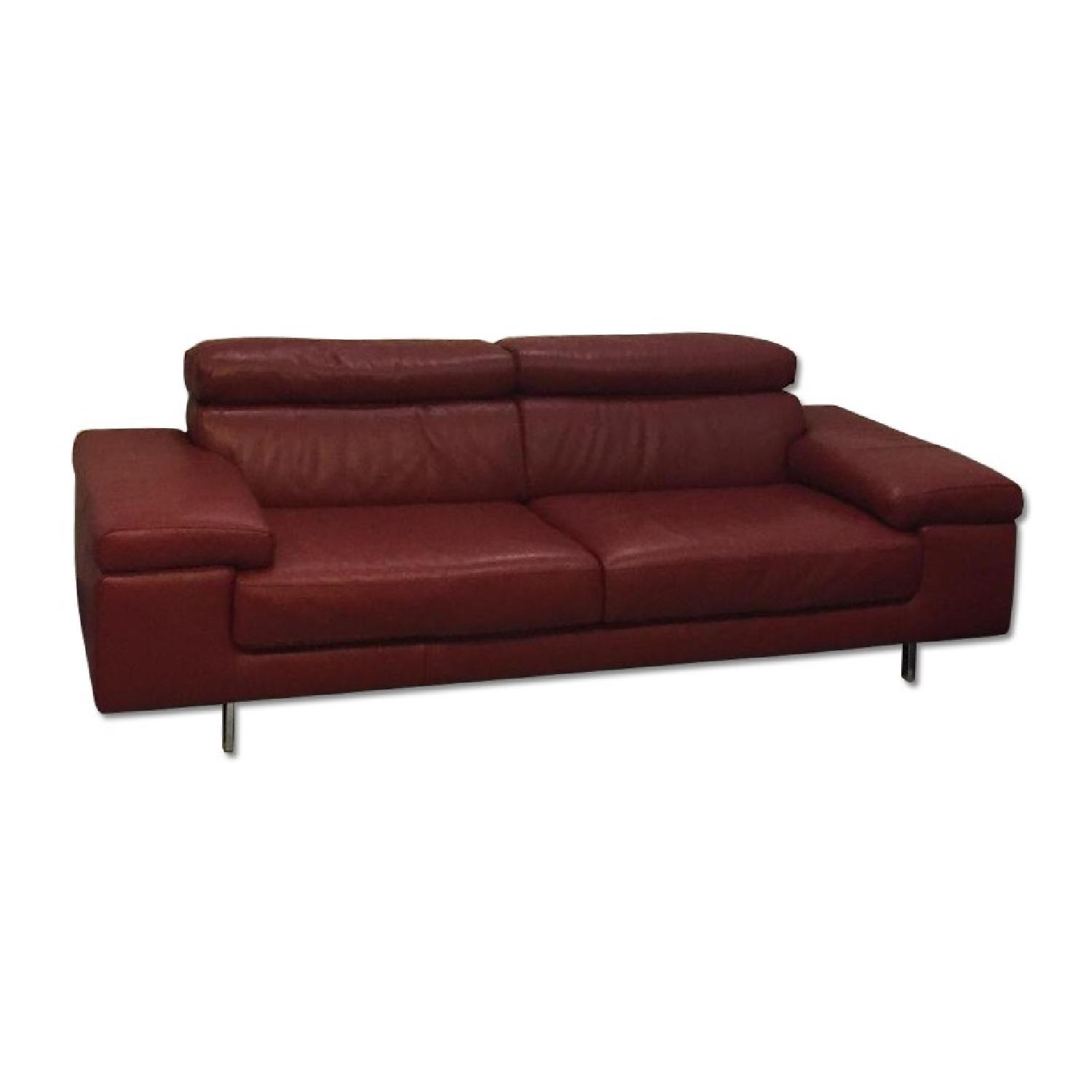 Natuzzi Farone Red Leather Sofa AptDeco