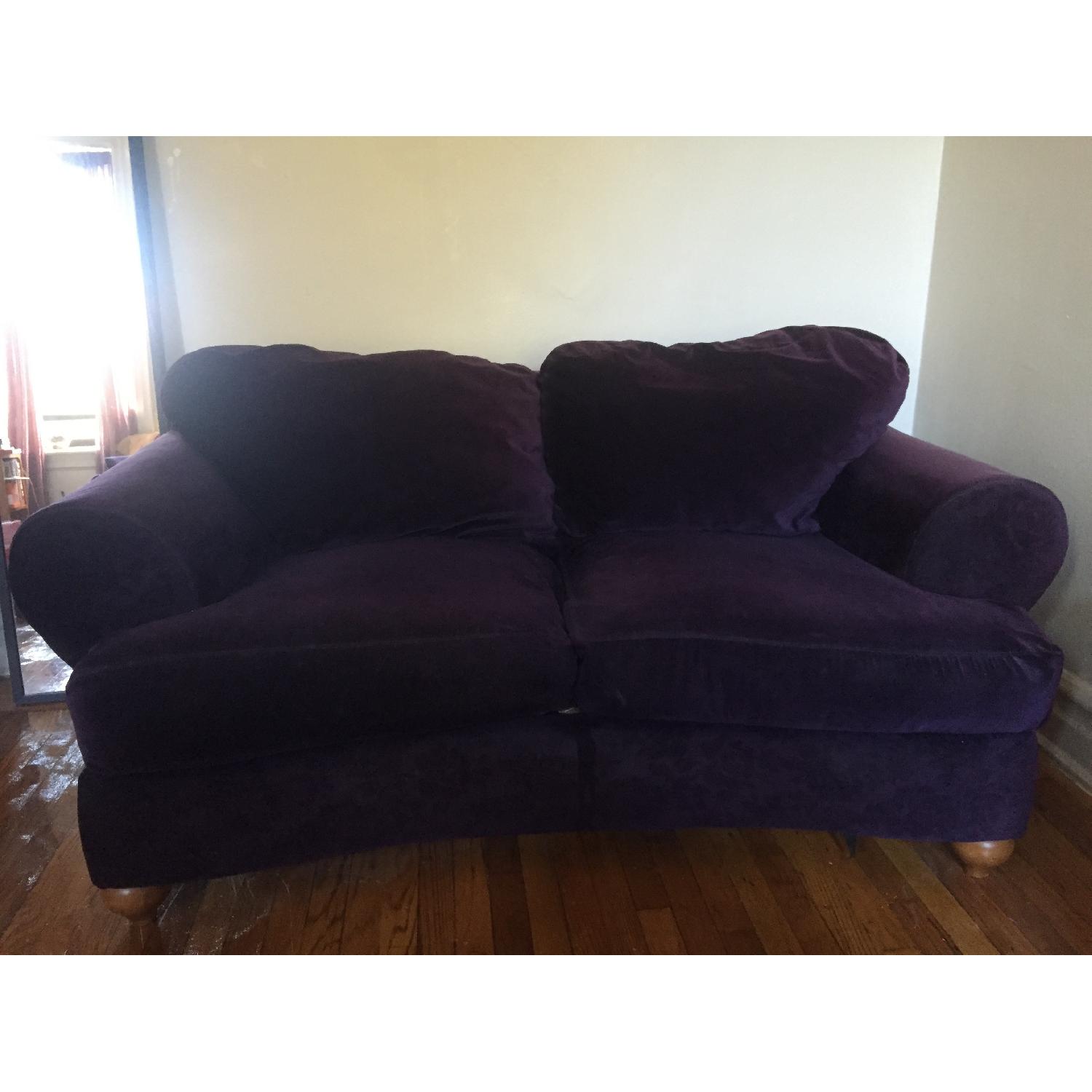 Purple Velvet Loveseat - image-1