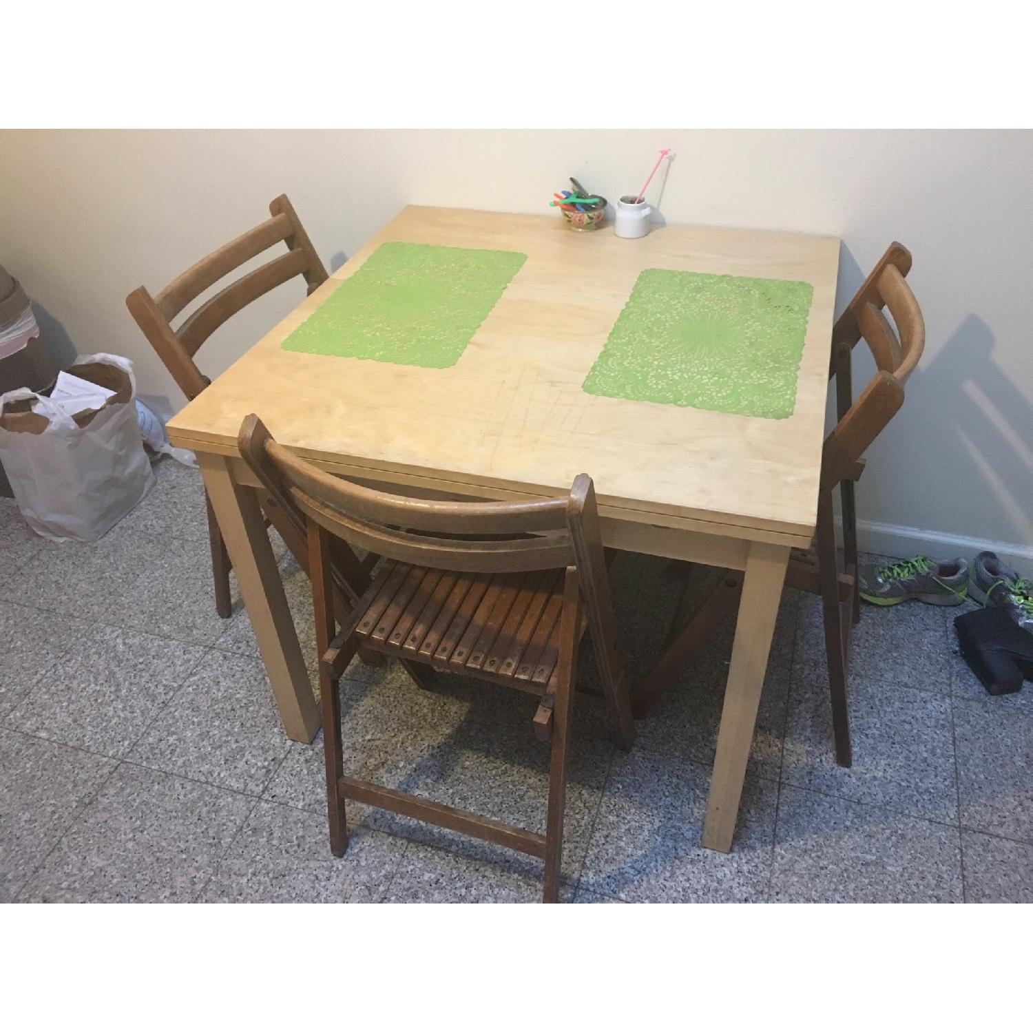 Wood Kitchen Table w/ 4 Chairs - AptDeco