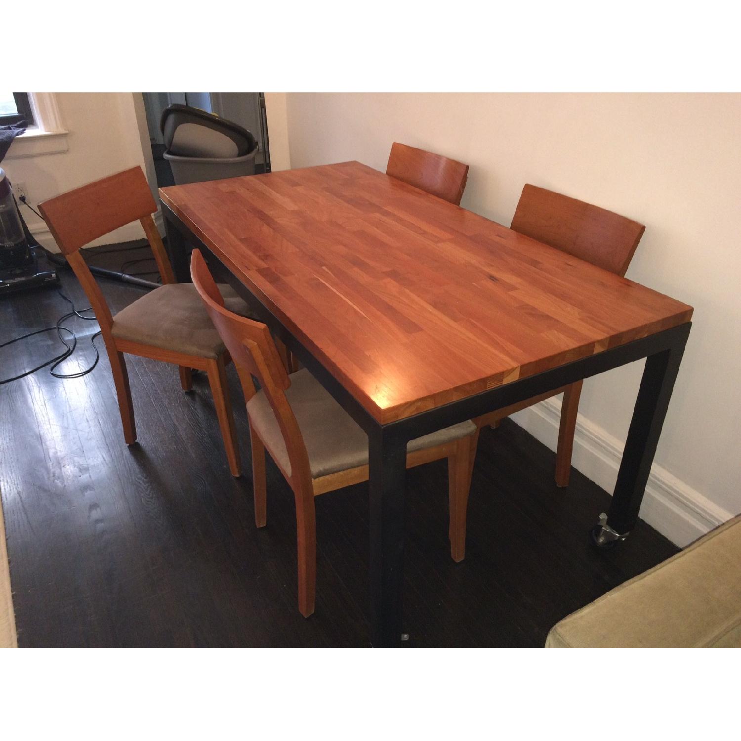 Room & Board Cherry Butcher Block Dining Table w/ 4 Chairs - image-2