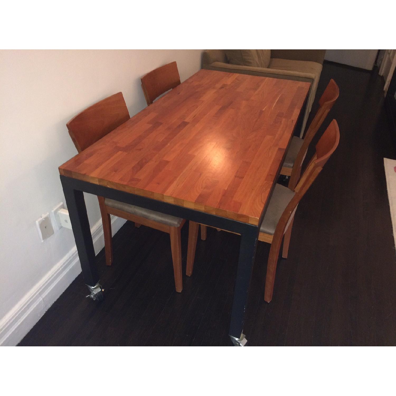 Room & Board Cherry Butcher Block Dining Table w/ 4 Chairs - image-3