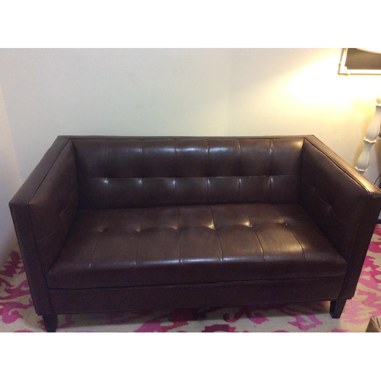 Pier 1 Mitchell Leather Loveseat - image-1