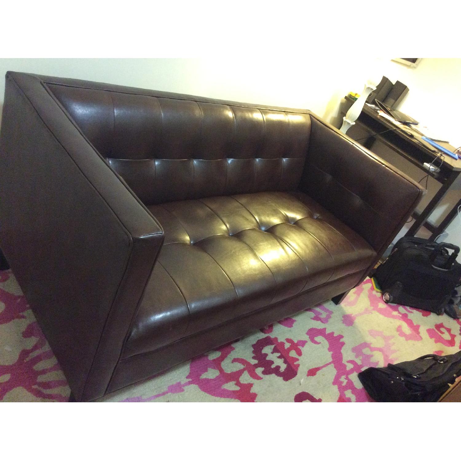 Pier 1 Mitchell Leather Loveseat - image-3