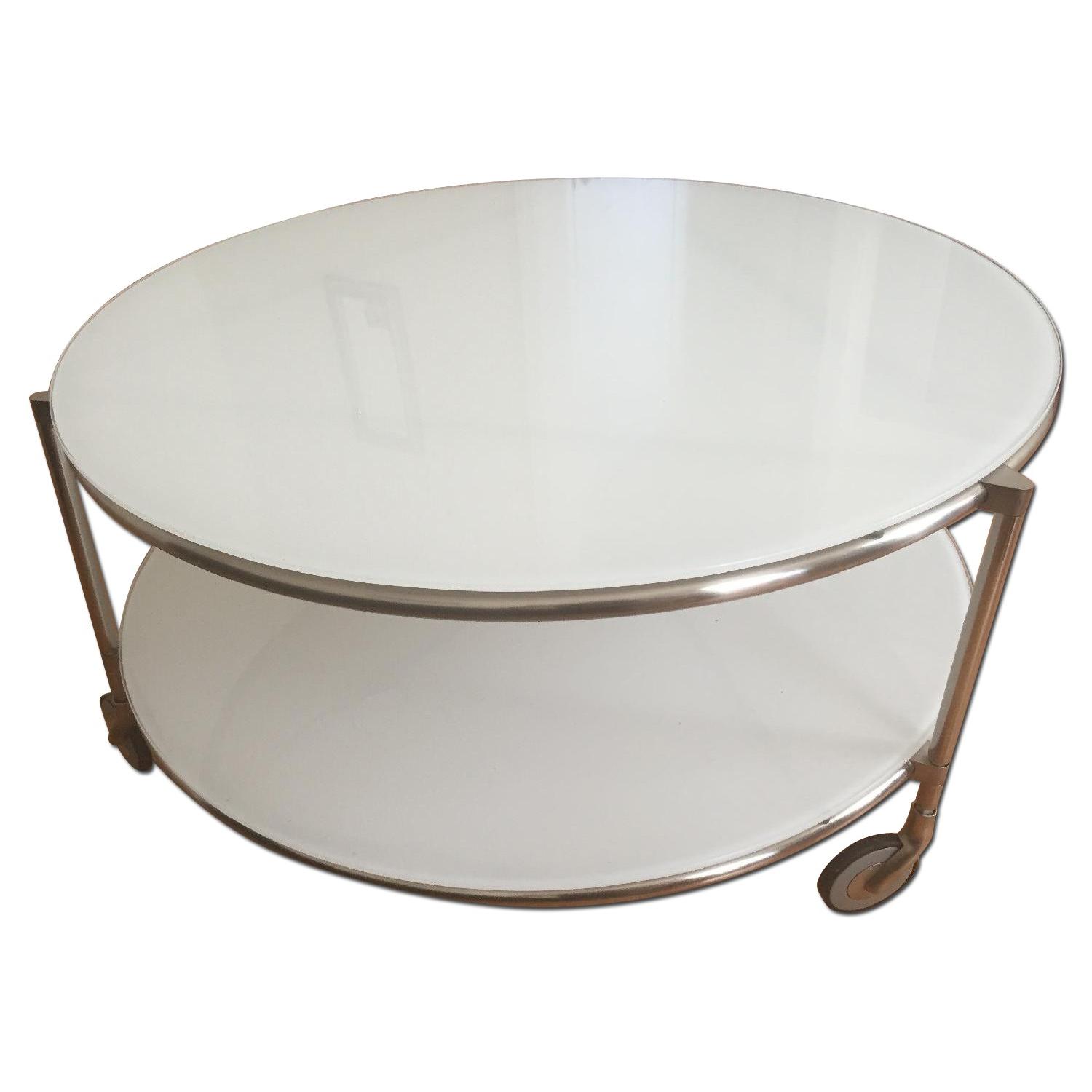 Ikea Strind White Tempered Glass Coffee Table AptDeco