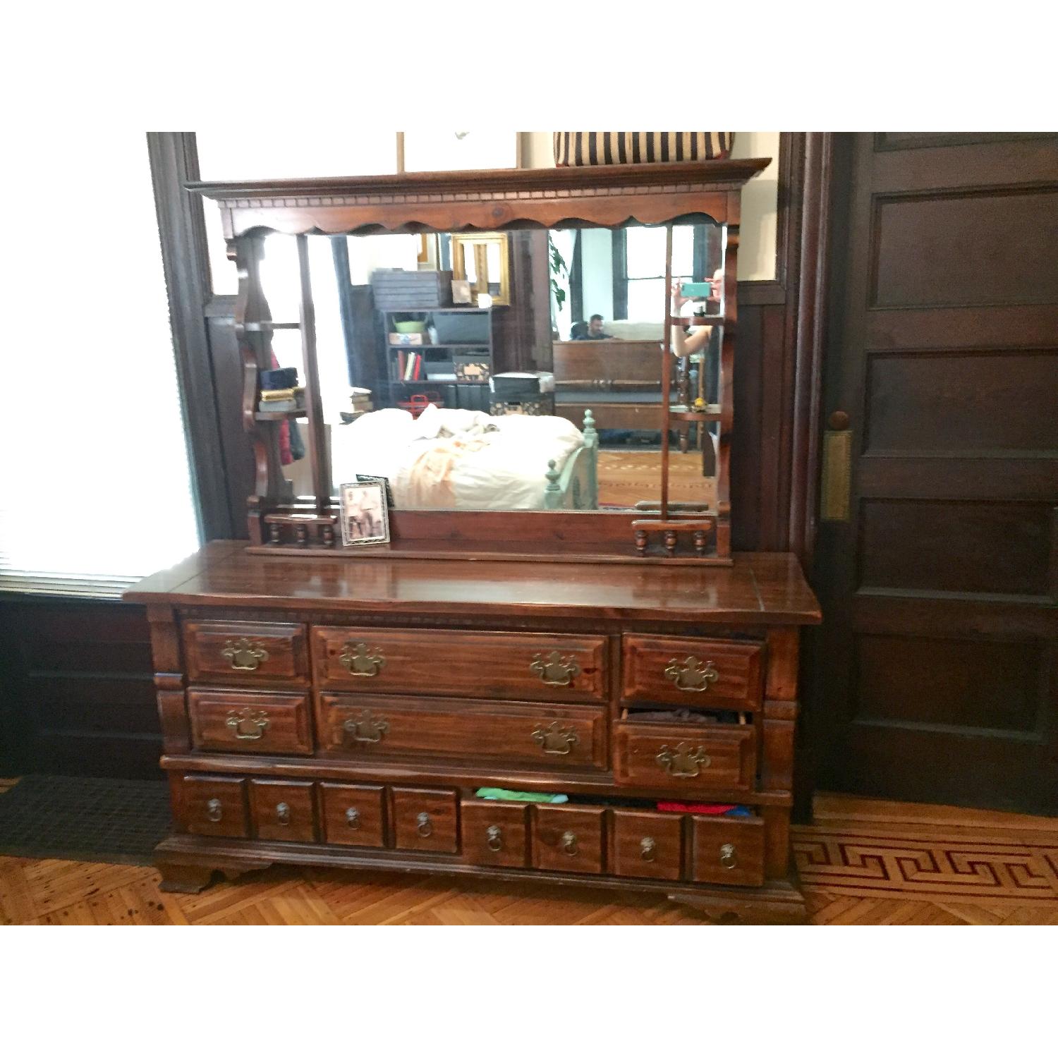 Dark Wood Dresser w. Mirror - image-1