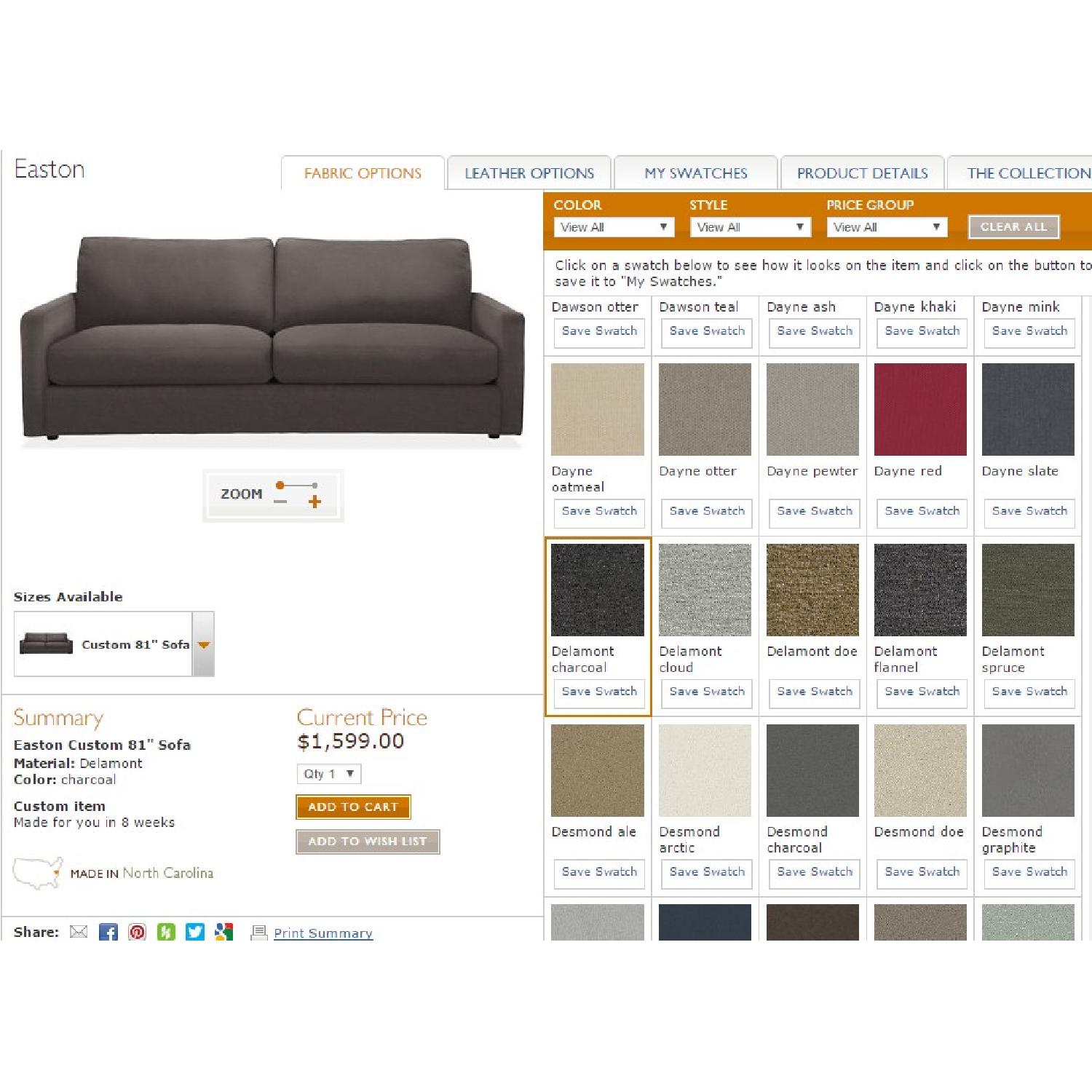 Room & Board 2 Piece Easton Sofa - image-8