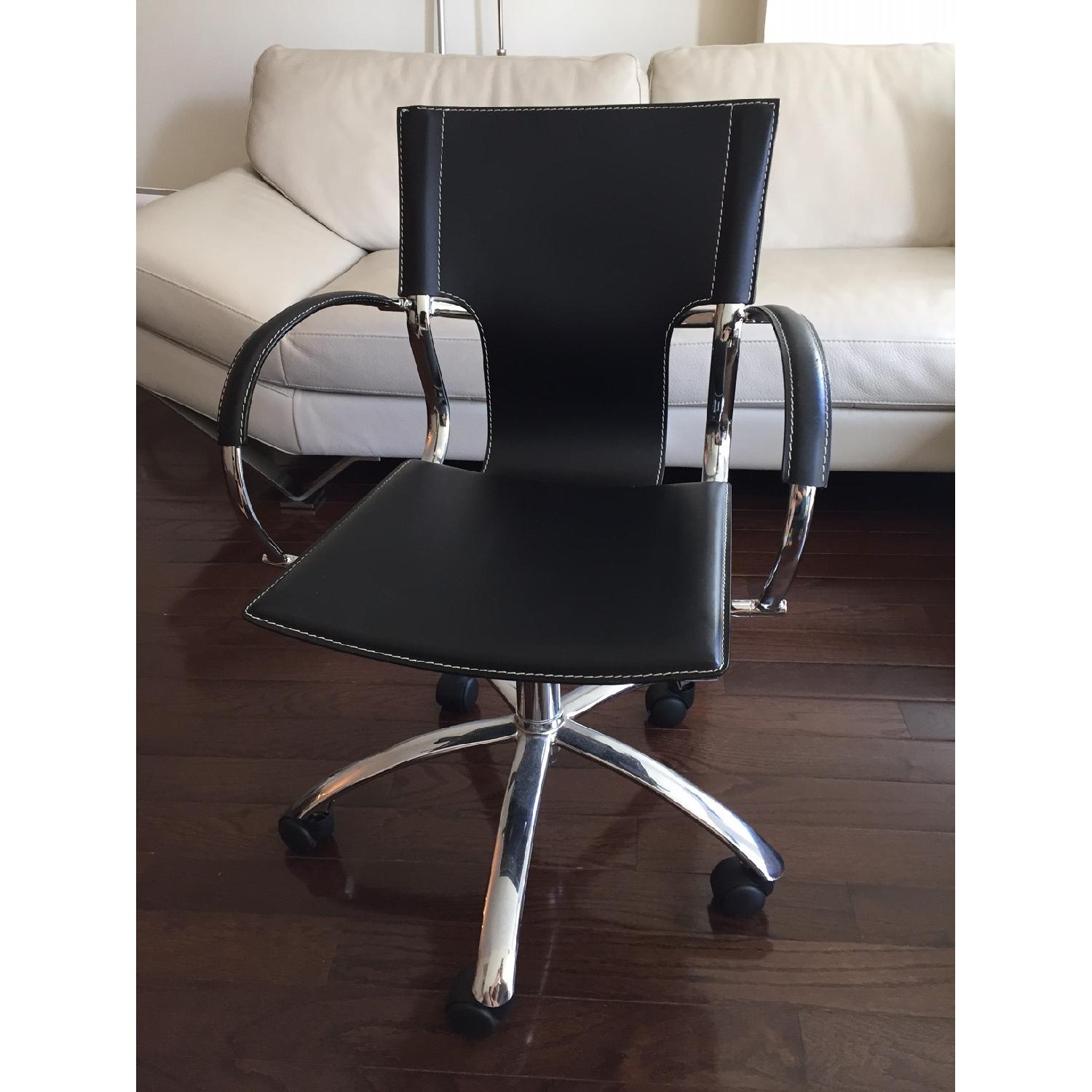 Crate & Barrel Contemporary Leather Office Chair - image-1