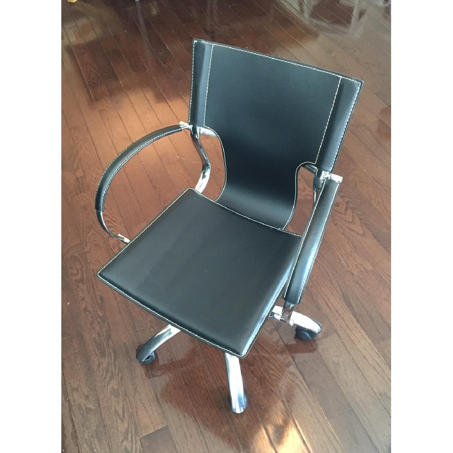 Crate & Barrel Contemporary Leather Office Chair AptDeco