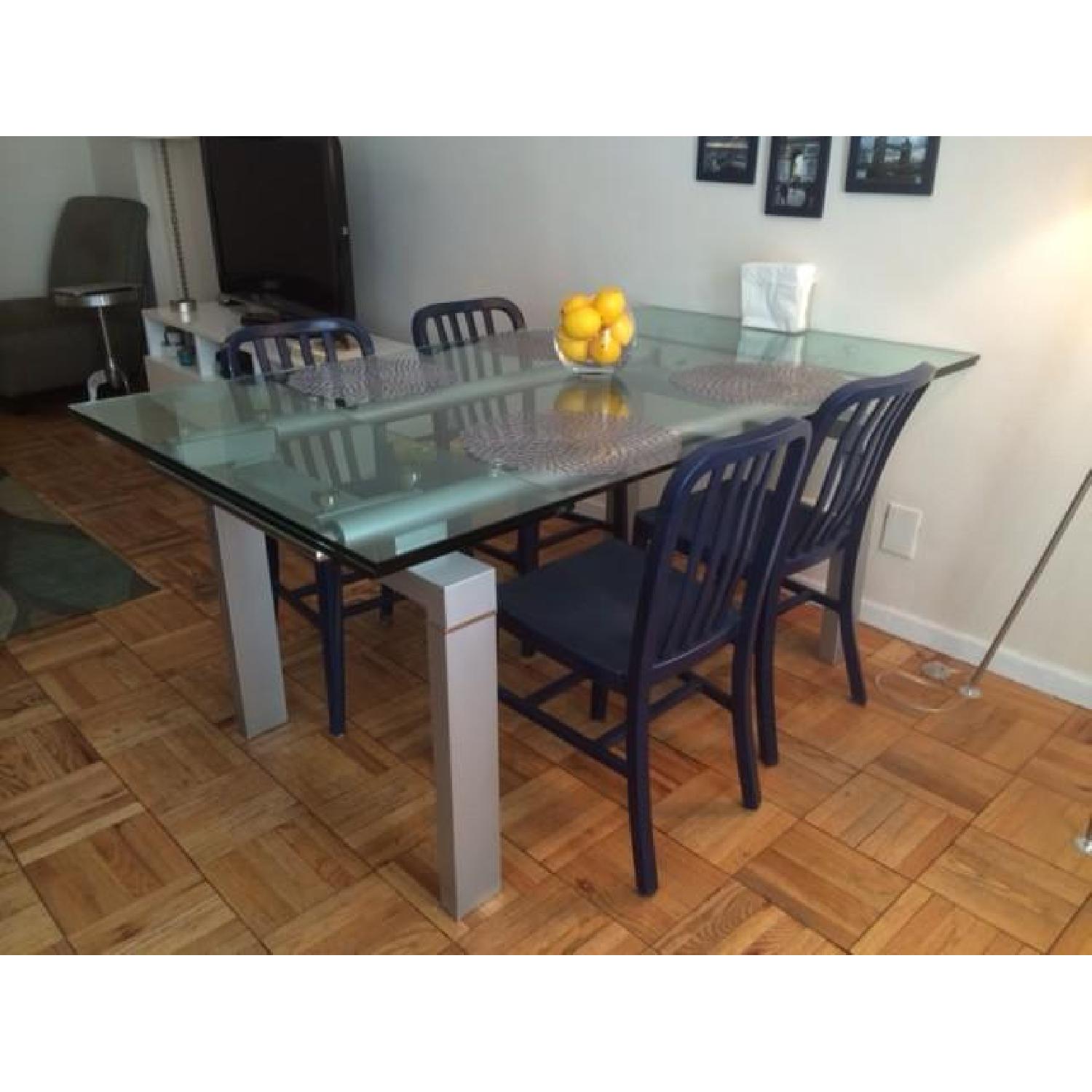 BoConcept Glass Dining Room Table w/ Silver/Chrome Base - image-1