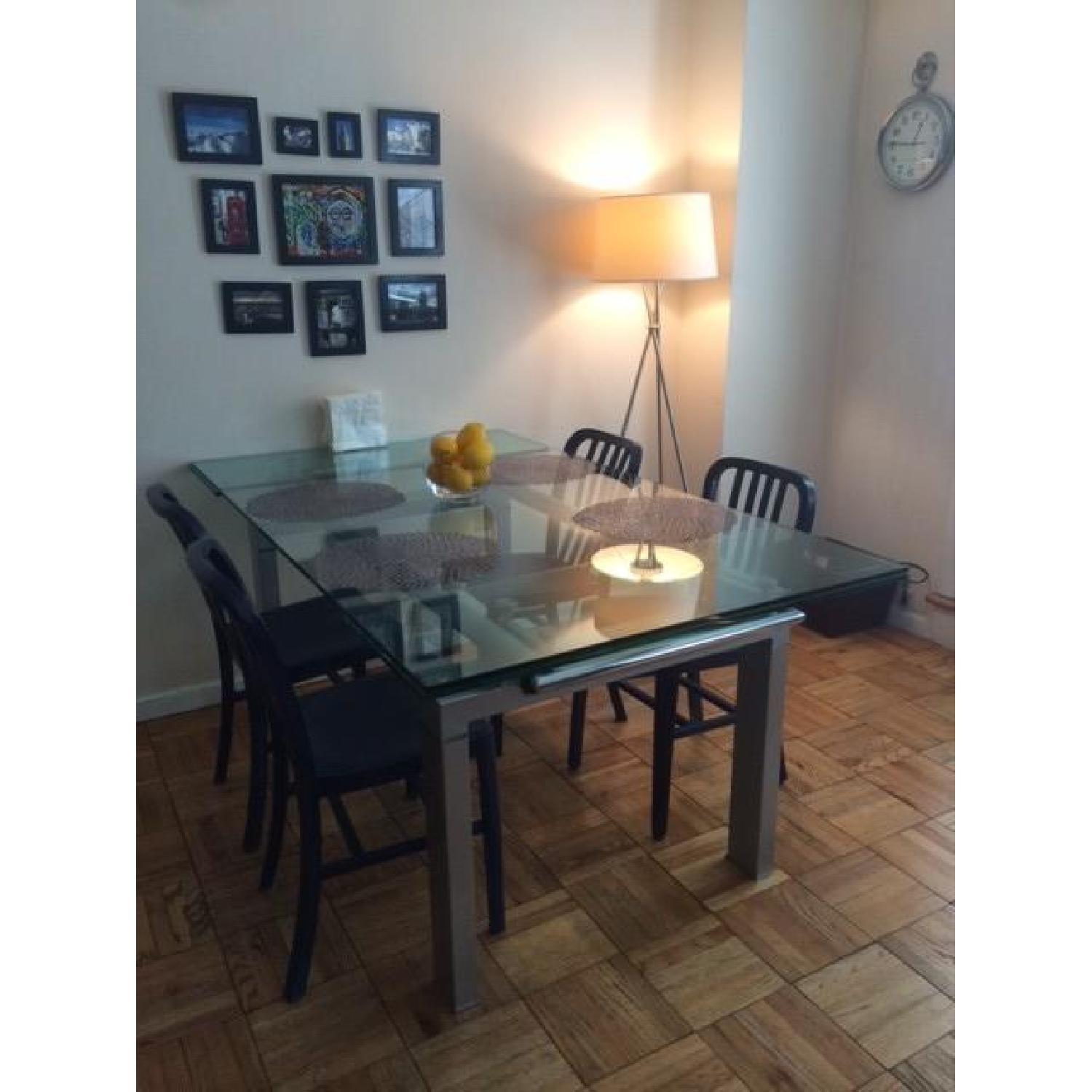 BoConcept Glass Dining Room Table w/ Silver/Chrome Base - image-2