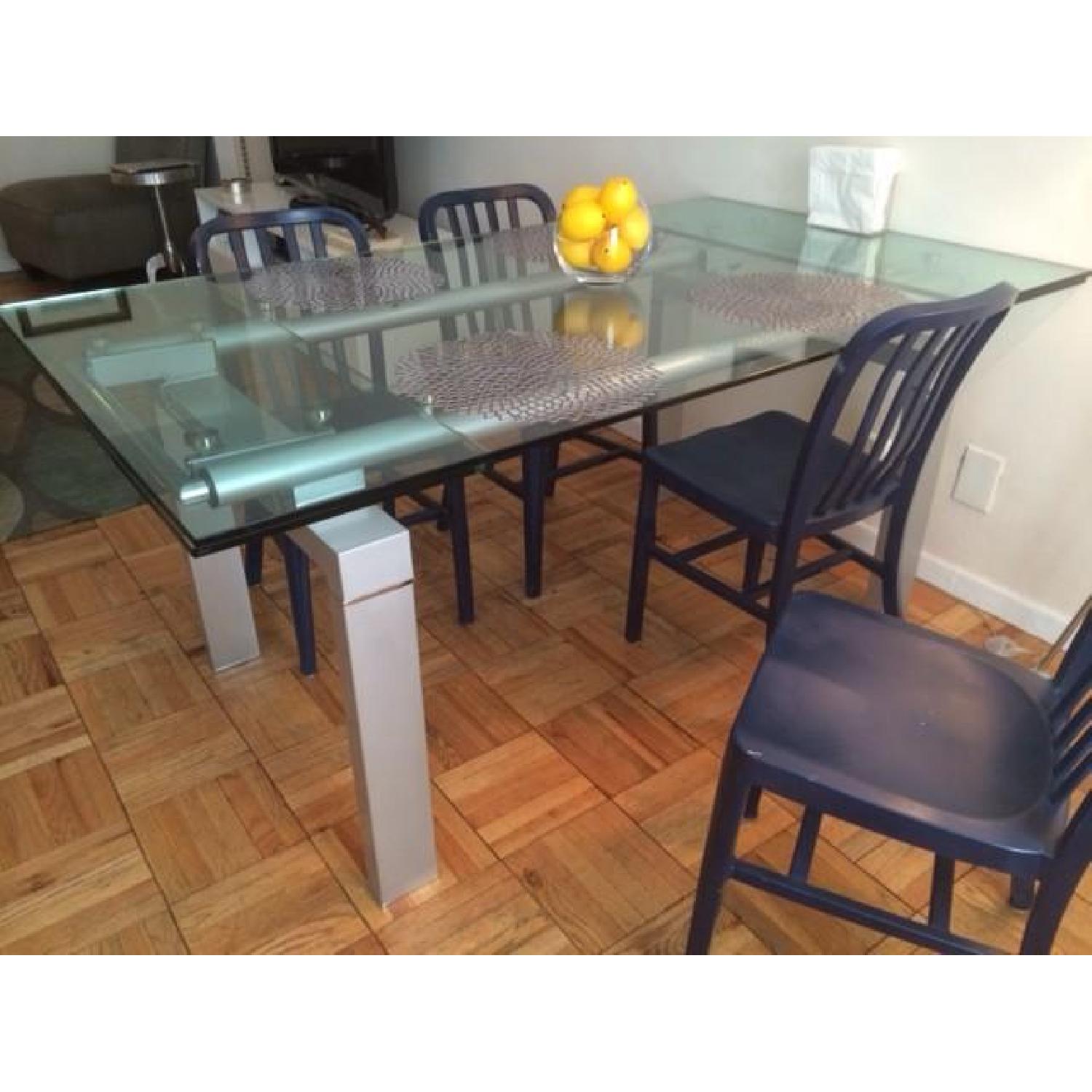 BoConcept Glass Dining Room Table w/ Silver/Chrome Base - image-3