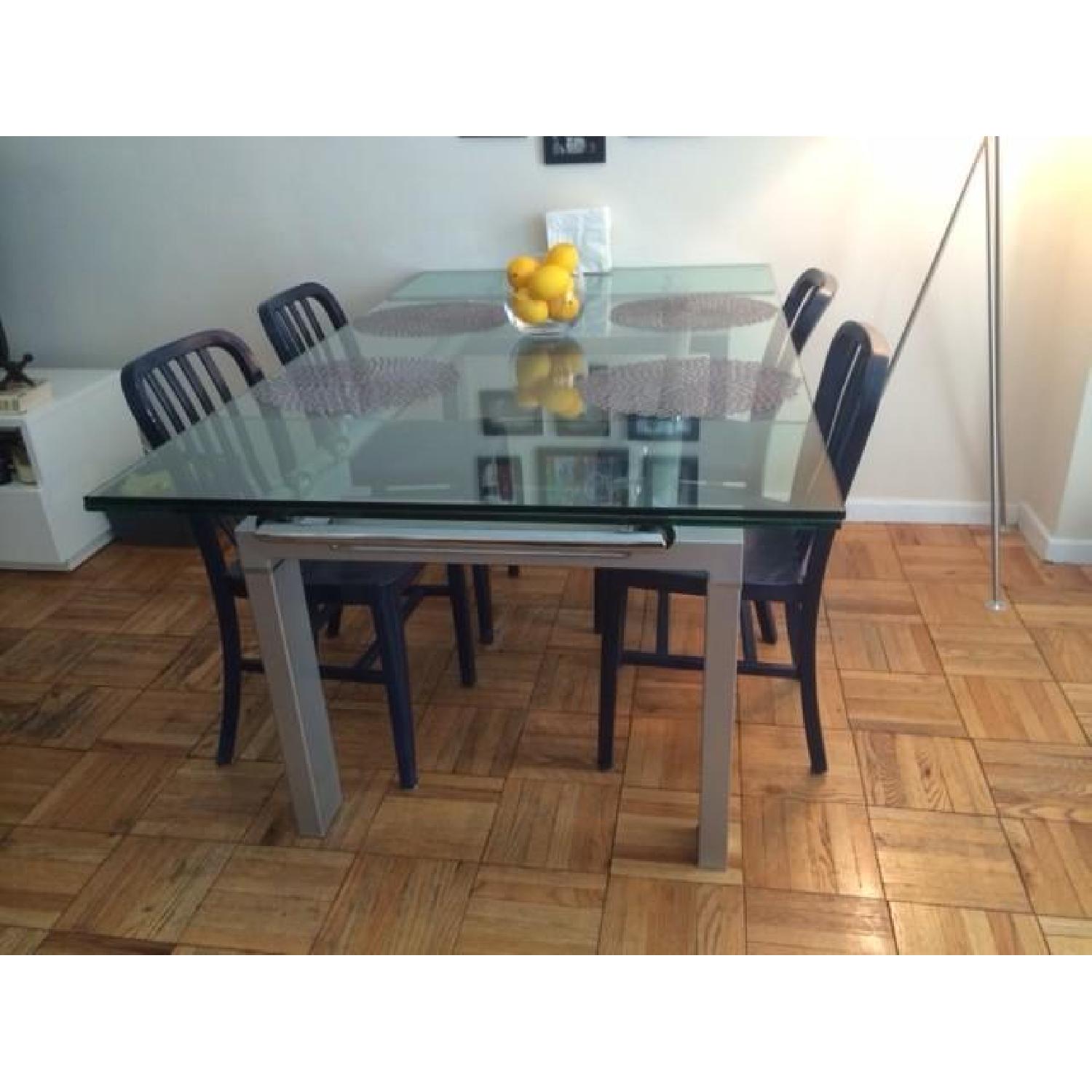 BoConcept Glass Dining Room Table w/ Silver/Chrome Base - image-4