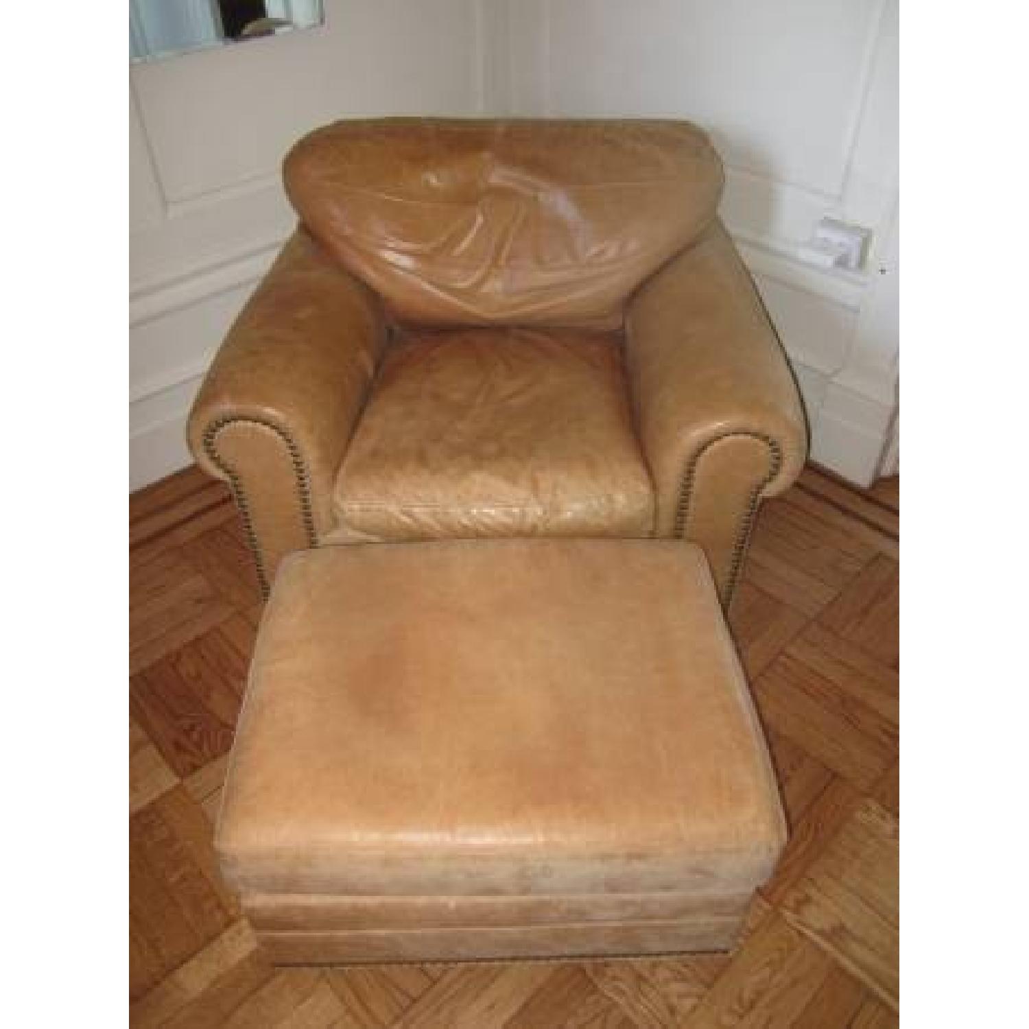 Hancock & Moore Leather Reading Chair & Ottoman - image-1