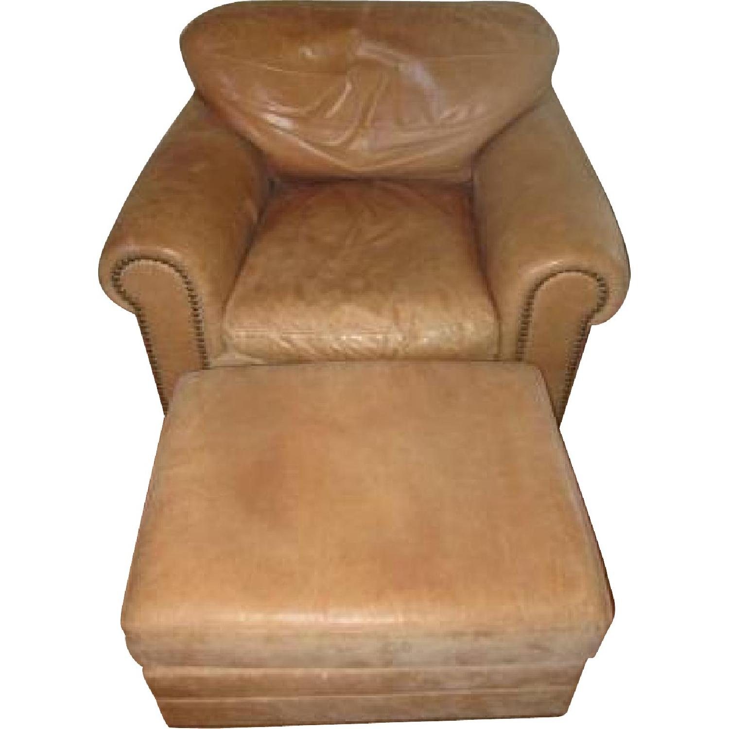 Hancock & Moore Leather Reading Chair & Ottoman - image-0
